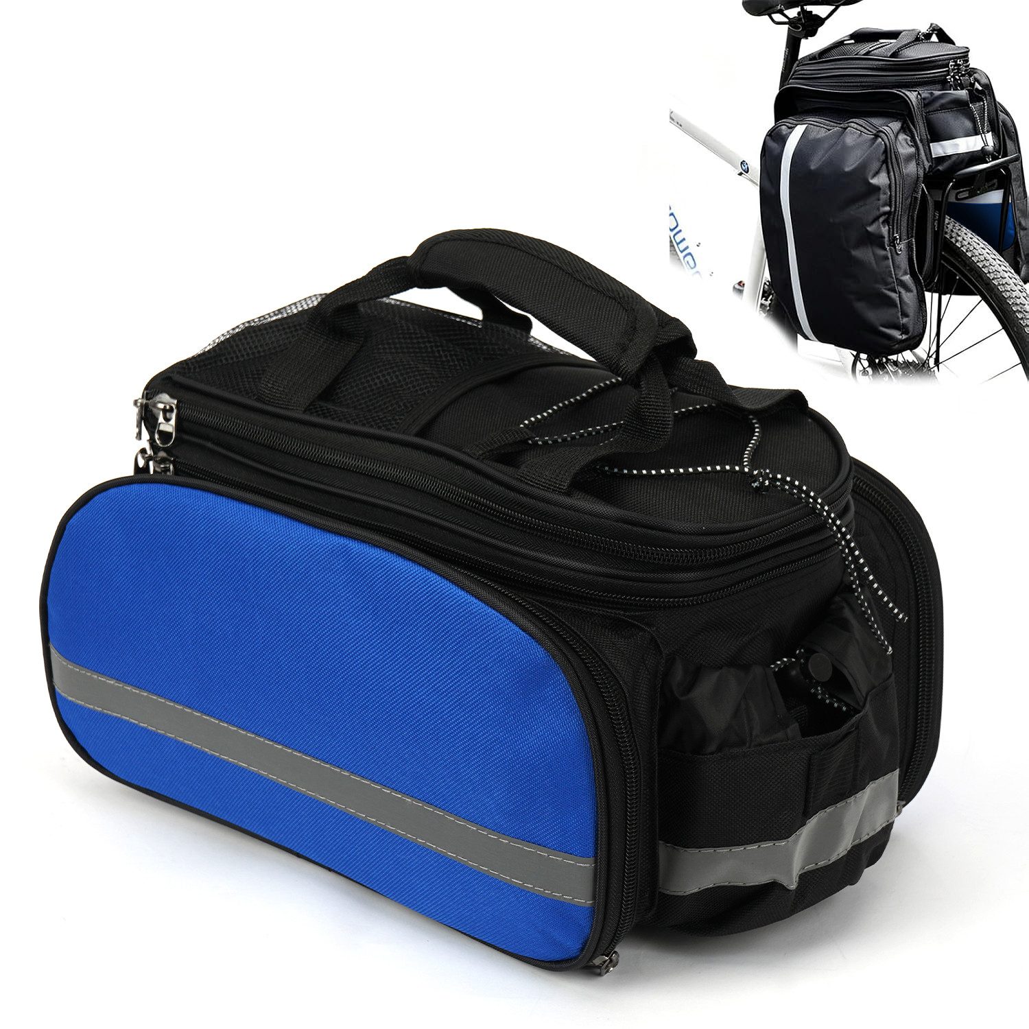 OSTWOLKE Gepäckträgertasche Fahrradtasche 27L, erweiterbar, wasserdicht aus 600D Oxford-Gewebe, mit Regenhülle & Schultergurt für E-Bike, MTB & Citybike