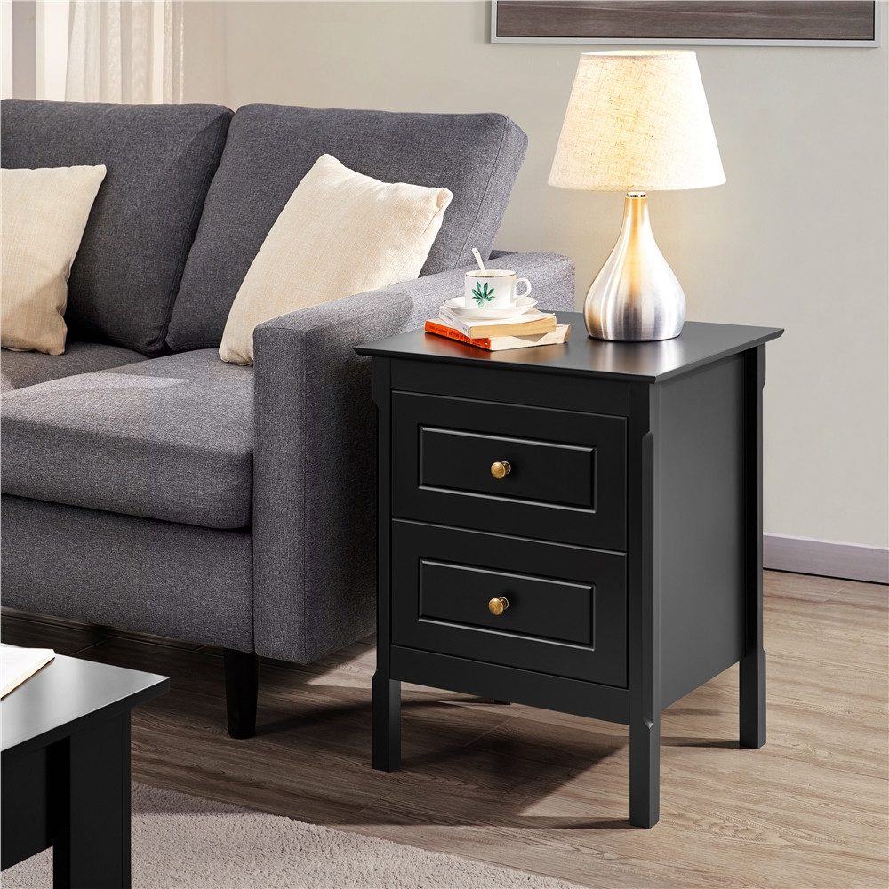 Yaheetech Nachttisch (2-St), Nachtschrank Beistelltisch mit 2 Schubladen fü günstig online kaufen