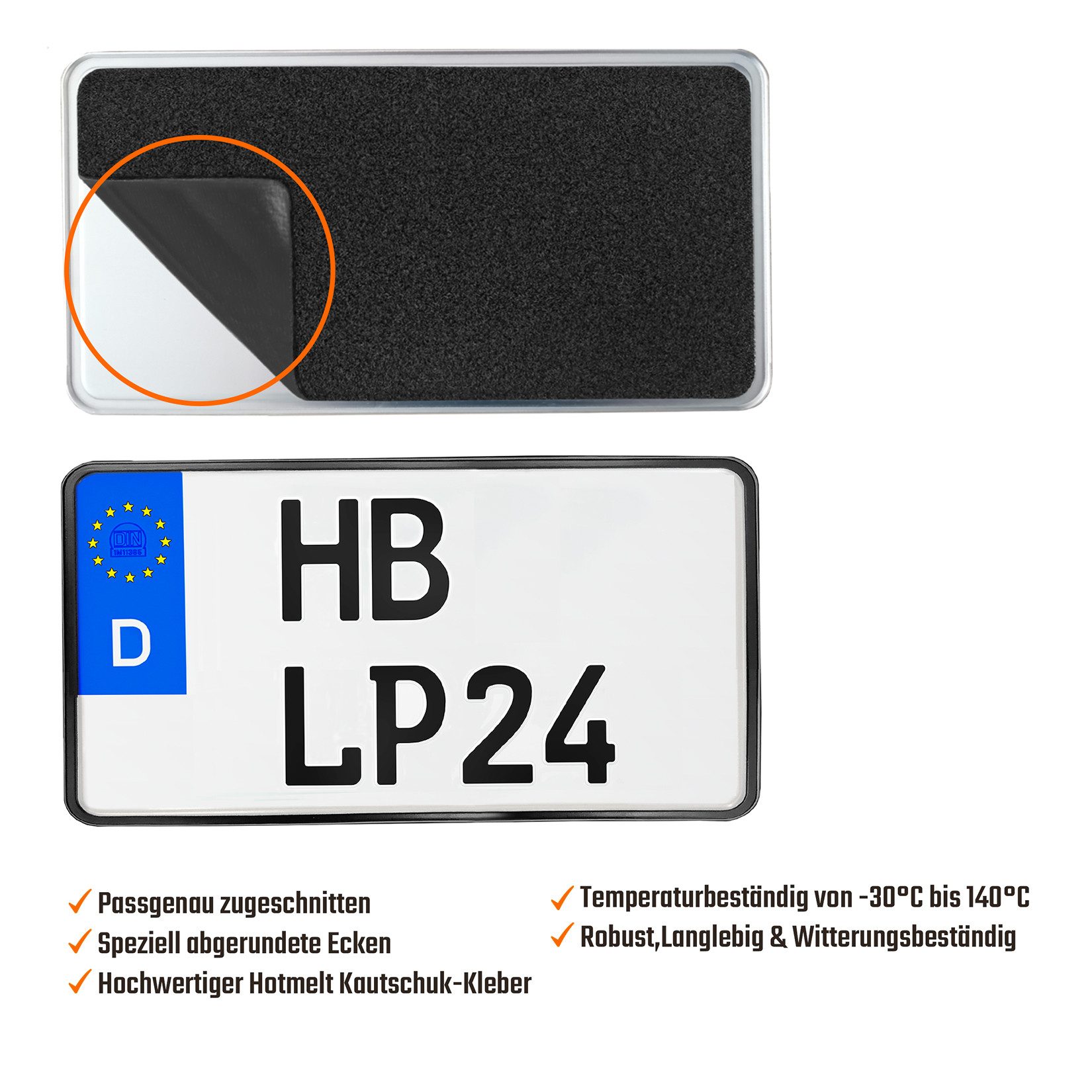 L & P Car Design Kennzeichenhalter für Leichtkraftrad 240 x 130 mm Klett Rahmenlos Kennzeichenhalter, (1 Stück)