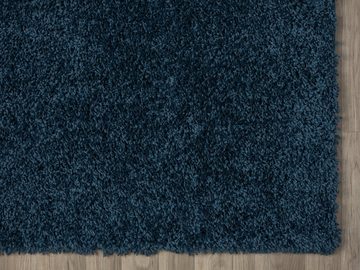 Teppich Hochflor Teppich SHAGGY dunkelblau rechteckig diverse Größen, LebensWohnArt, Höhe: 3.7 mm