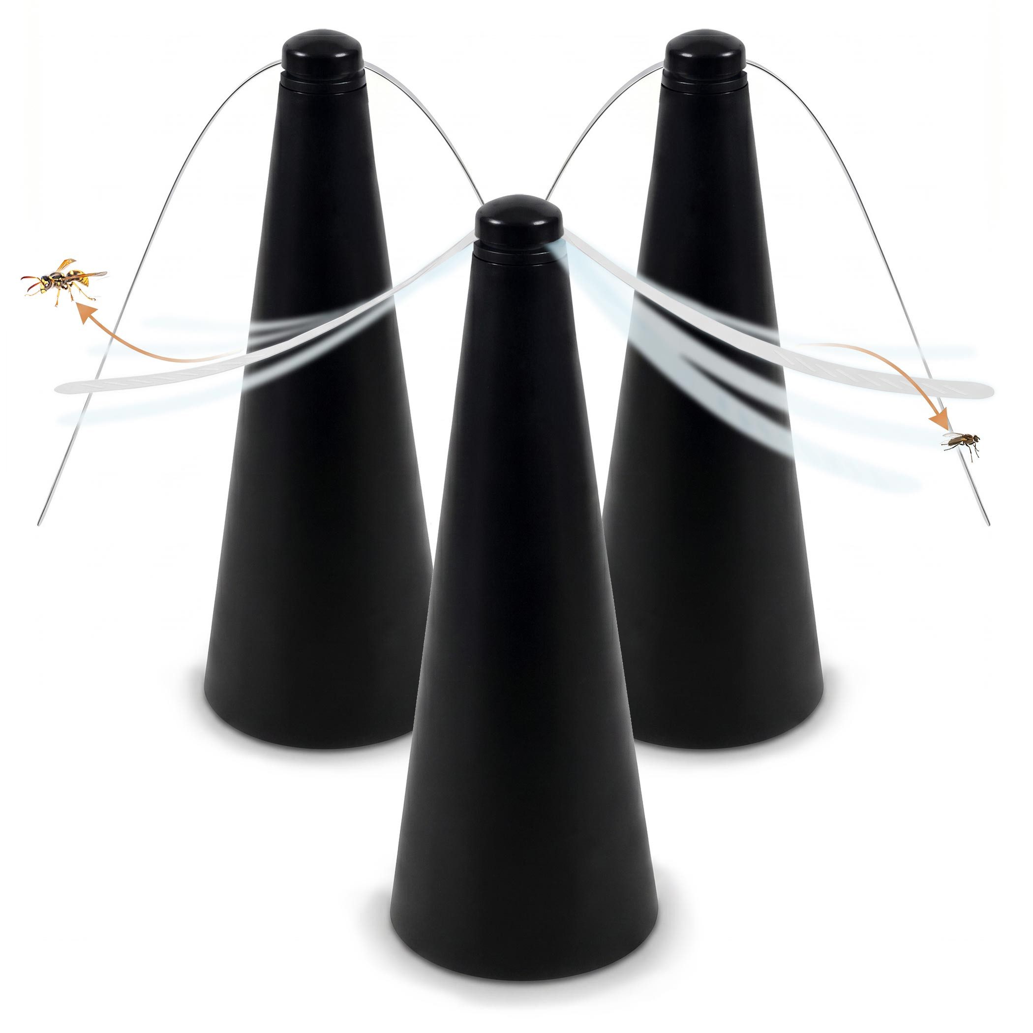 Spetebo Insektenabwehrgerät Fliegenwedler schwarz Insekten Abwehr Ventilator, Anzahl 3-tlg., Stück, Batterie betrieben