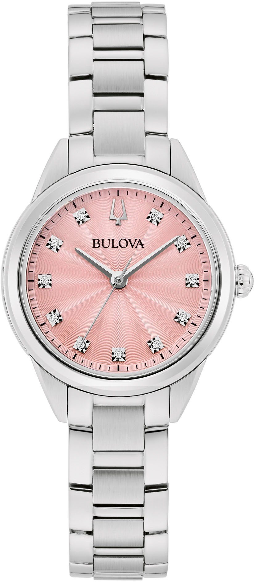 Bulova Quarzuhr 96P249, Armbanduhr, Damenuhr, Edelstahlarmband, mit Diamanten