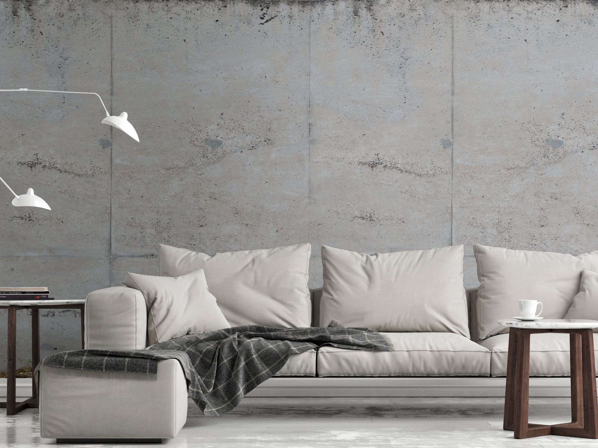 living walls Fototapete Fototapete Betonwand, glatt, matt, gemustert, neutral, (1 St), Betonoptik Industrial Look Loftoptik Steinwand Tapeten Wohnzimmer Flur