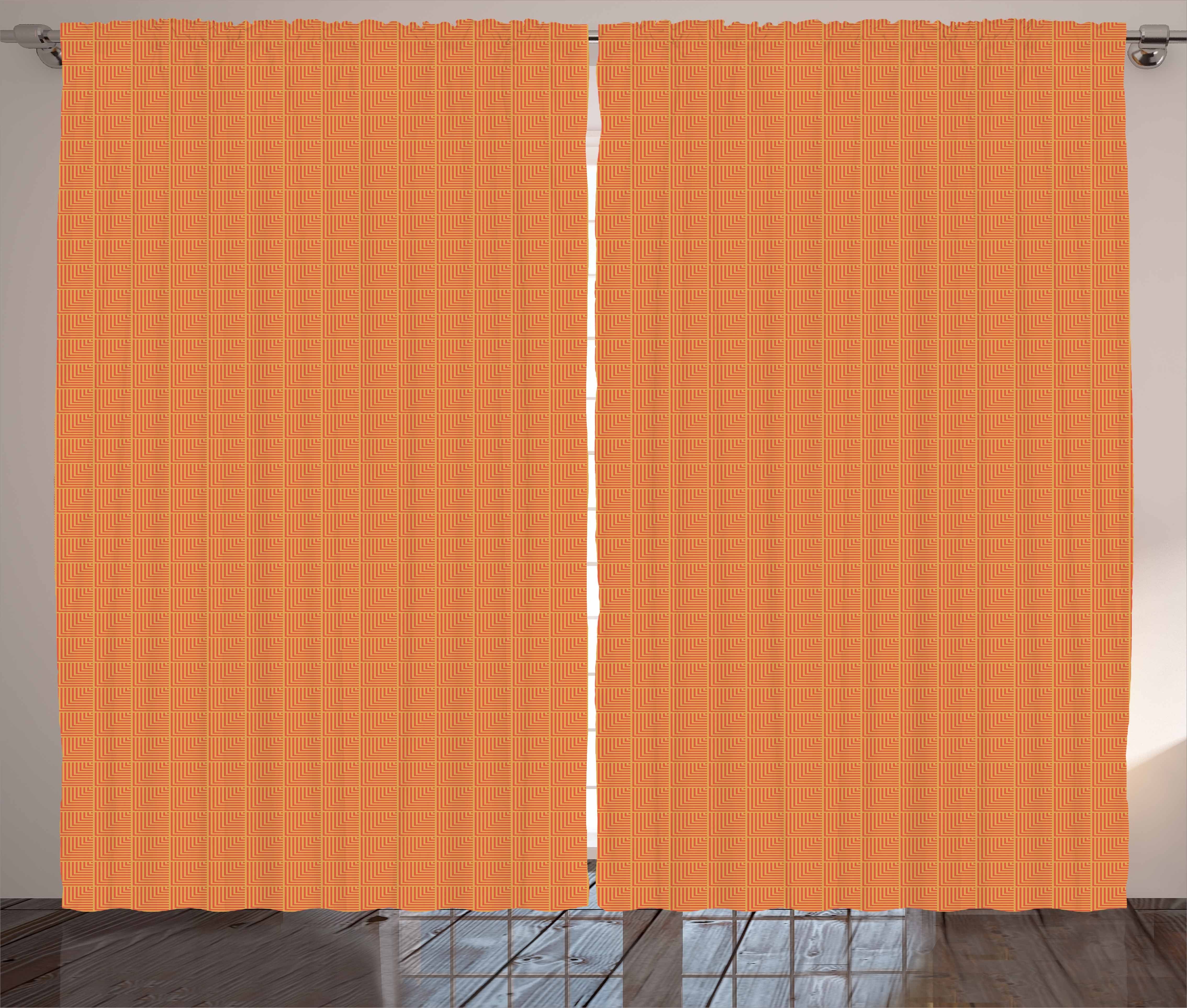 Gardine Vorhang Gewinkelten Abakuhaus, Abstrakt Zusammensetzung Linien Schlafzimmer und Haken, Schlaufen mit Kräuselband