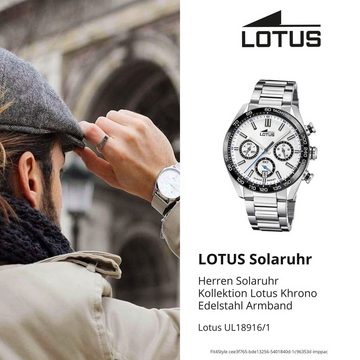 Lotus Solaruhr Lotus Herrenuhr Excellent Solaruhr, (Solaruhr), Herren Solaruhr rund, groß (ca. 45mm), Edelstahl, Fashion