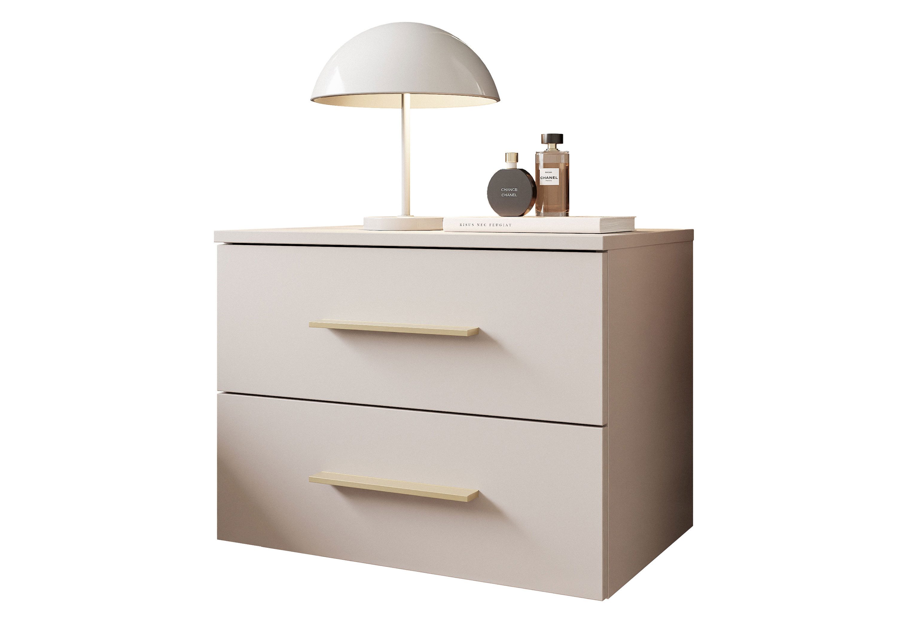 Lookway Nachttisch LINA 2S Kaschmir Hängender Nachttisch mit LED-Beleuchtung (1x Nachttisch), 55x42x37 cm