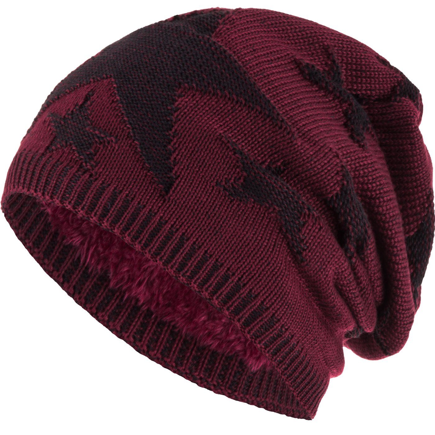 compagno Strickmütze (1-St) Sternen Wintermütze warm gefütterte Beanie Mütze Stern