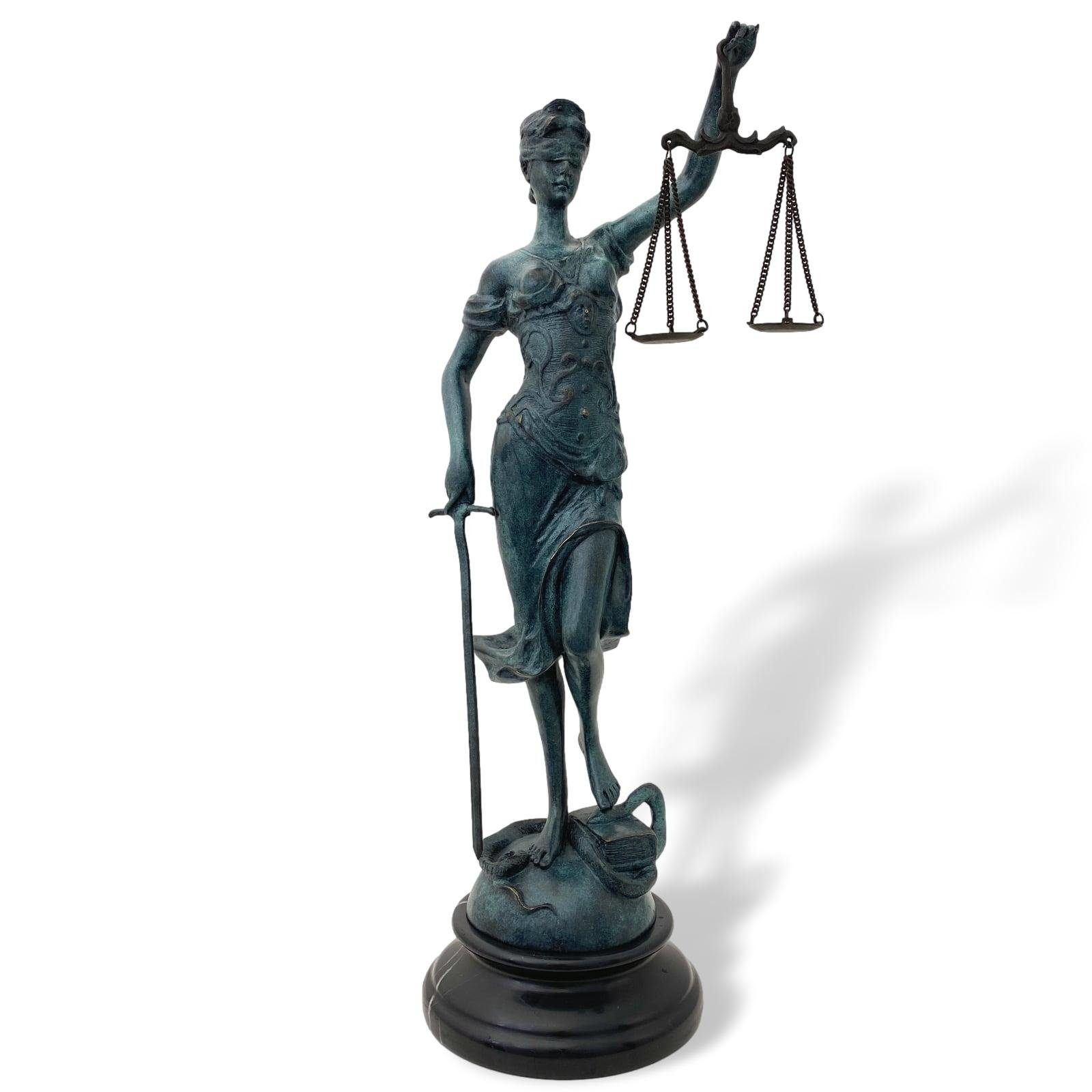 Aubaho Skulptur Bronzefigur Justitia Justizia mit Waage Bronze Skulptur Statue Antik-S