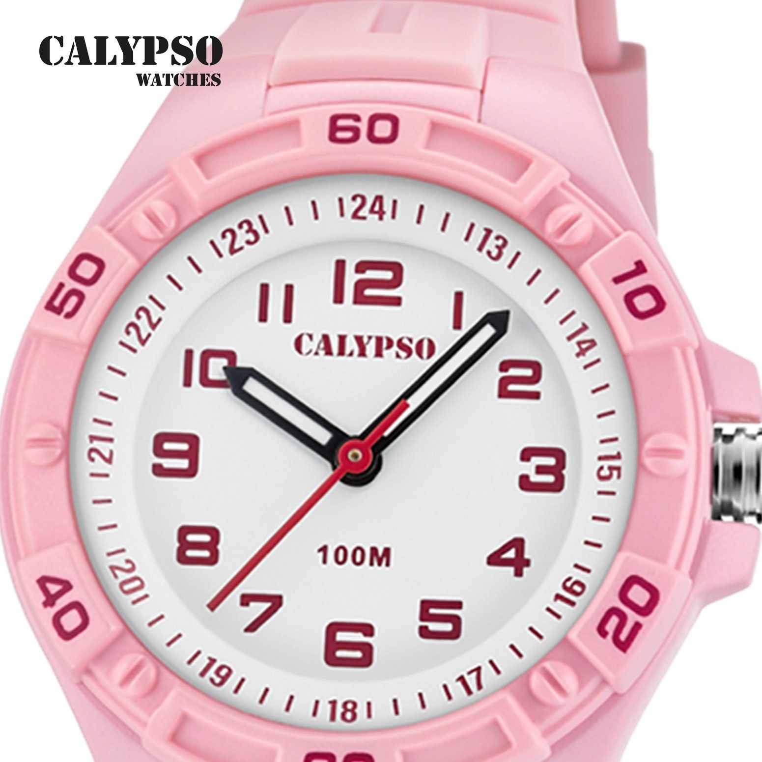 CALYPSO WATCHES Quarzuhr Calypso Jugenduhr Silikon rosa Calypso, (Analoguhr), Jugenduhr rund, mittel (ca. 33mm) Silikonarmband, Fashion-Style