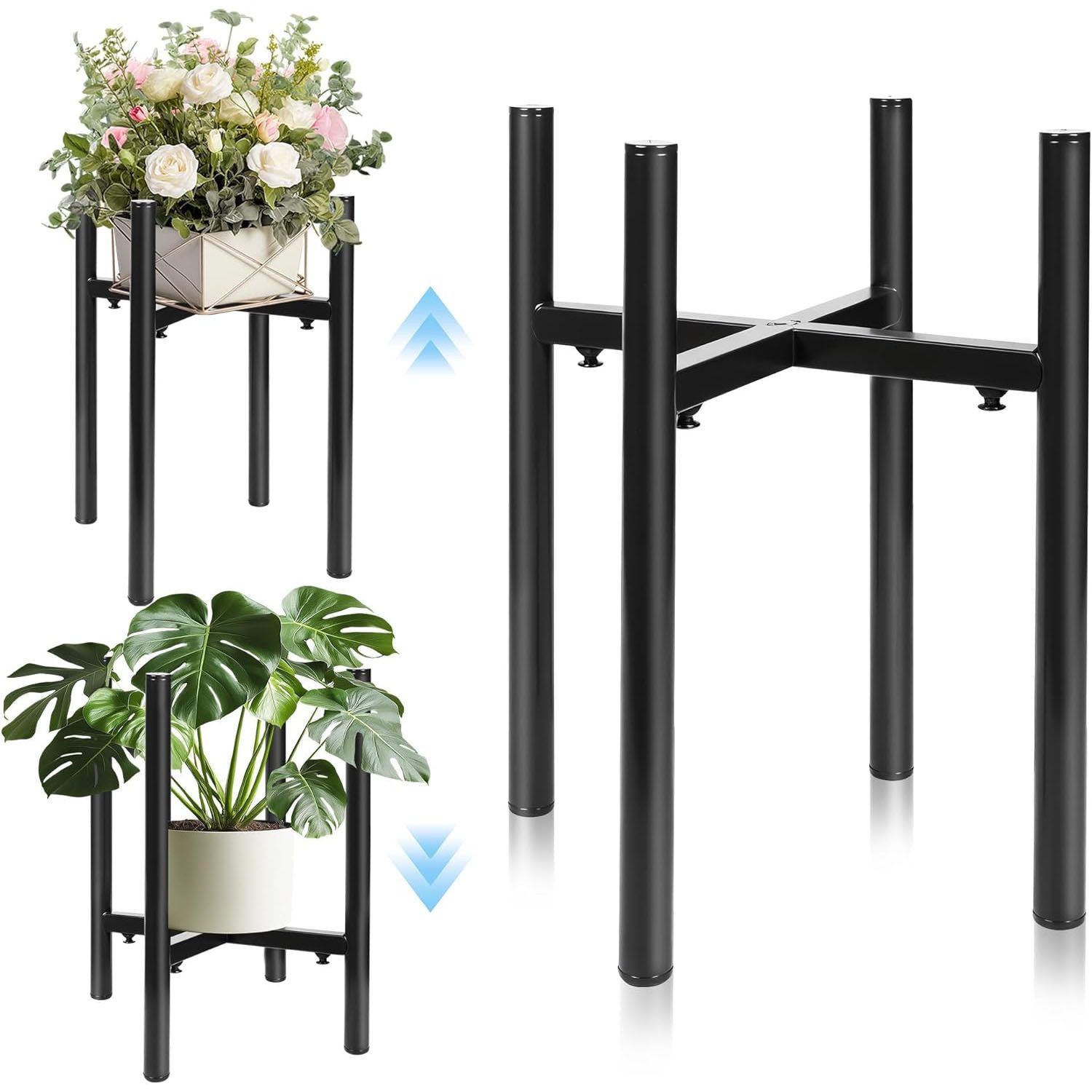 SURFOU Blumenständer Verstellbarer Pflanzenständer für Innen Außenbereich aus Metall, für Draußen Innen,Pflanzenhocker Pflanzenregal für Balkon,Garten Usw