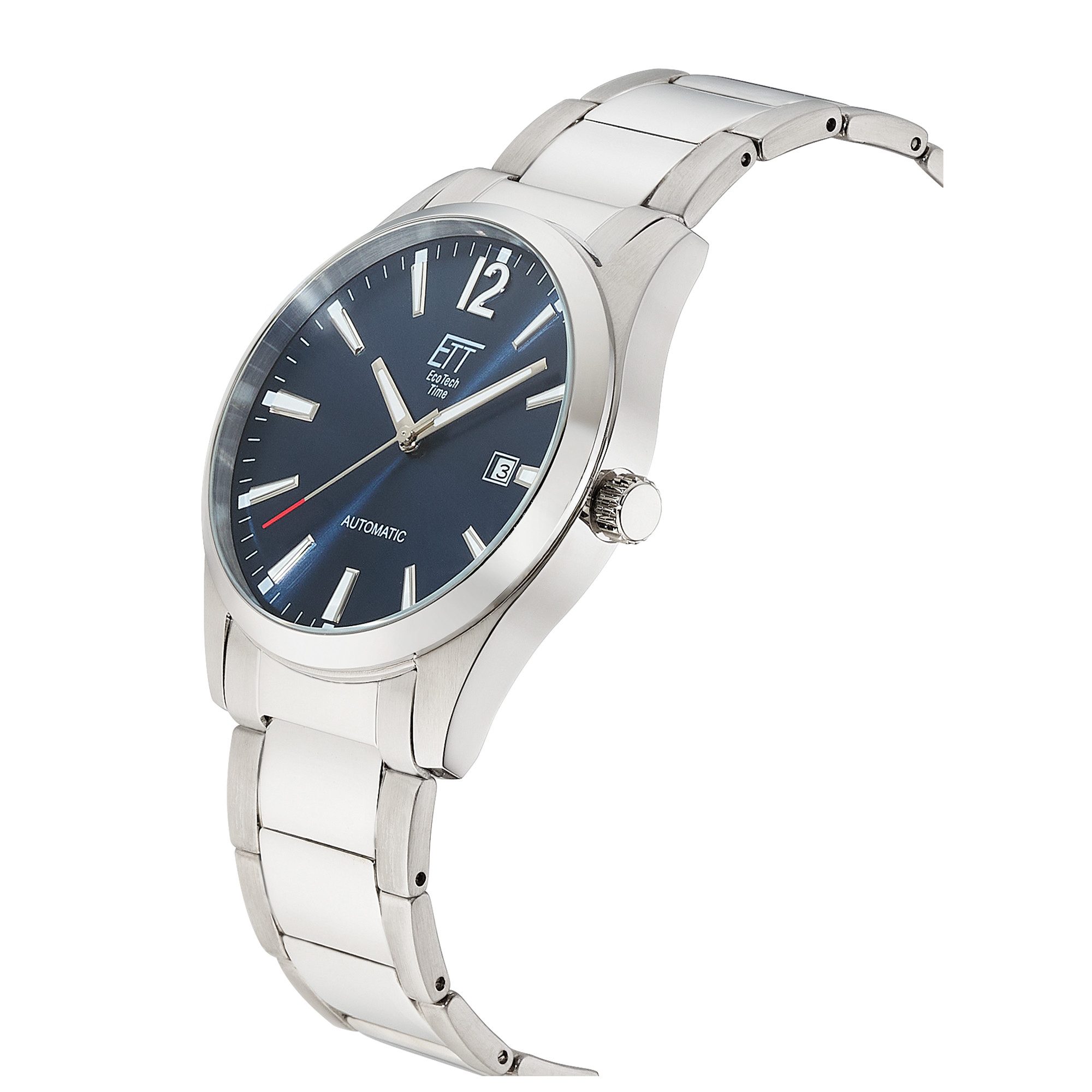 ETT Automatikuhr Motion Drive RGS-40409-31M, Armbanduhr, Herrenuhr, Mechanische Uhr, Edelstahlarmband, analog, Tag