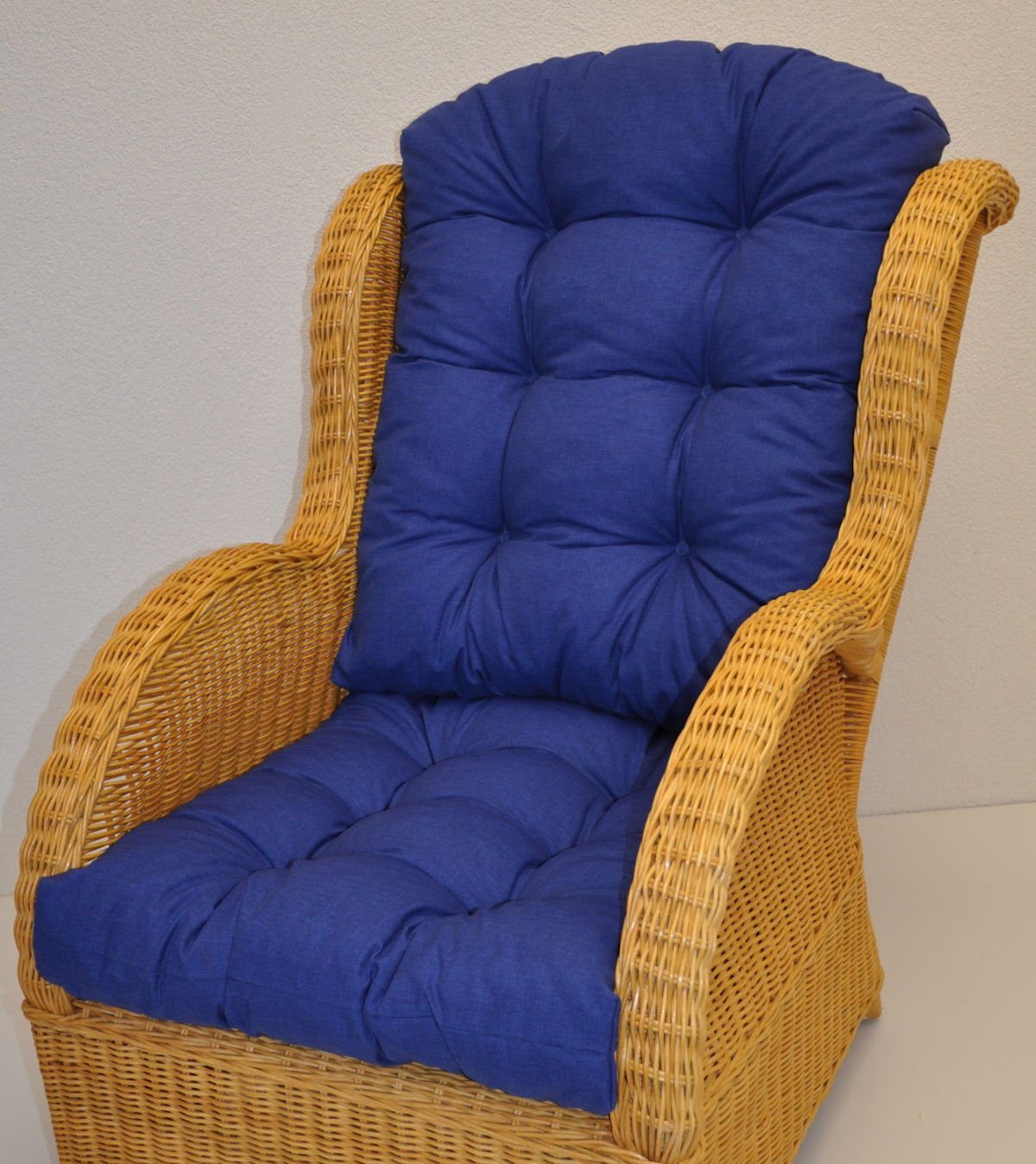 Rattani Sesselauflage Polster Kissen für Rattan Ohrensessel Rattansessel, Color dunkelblau