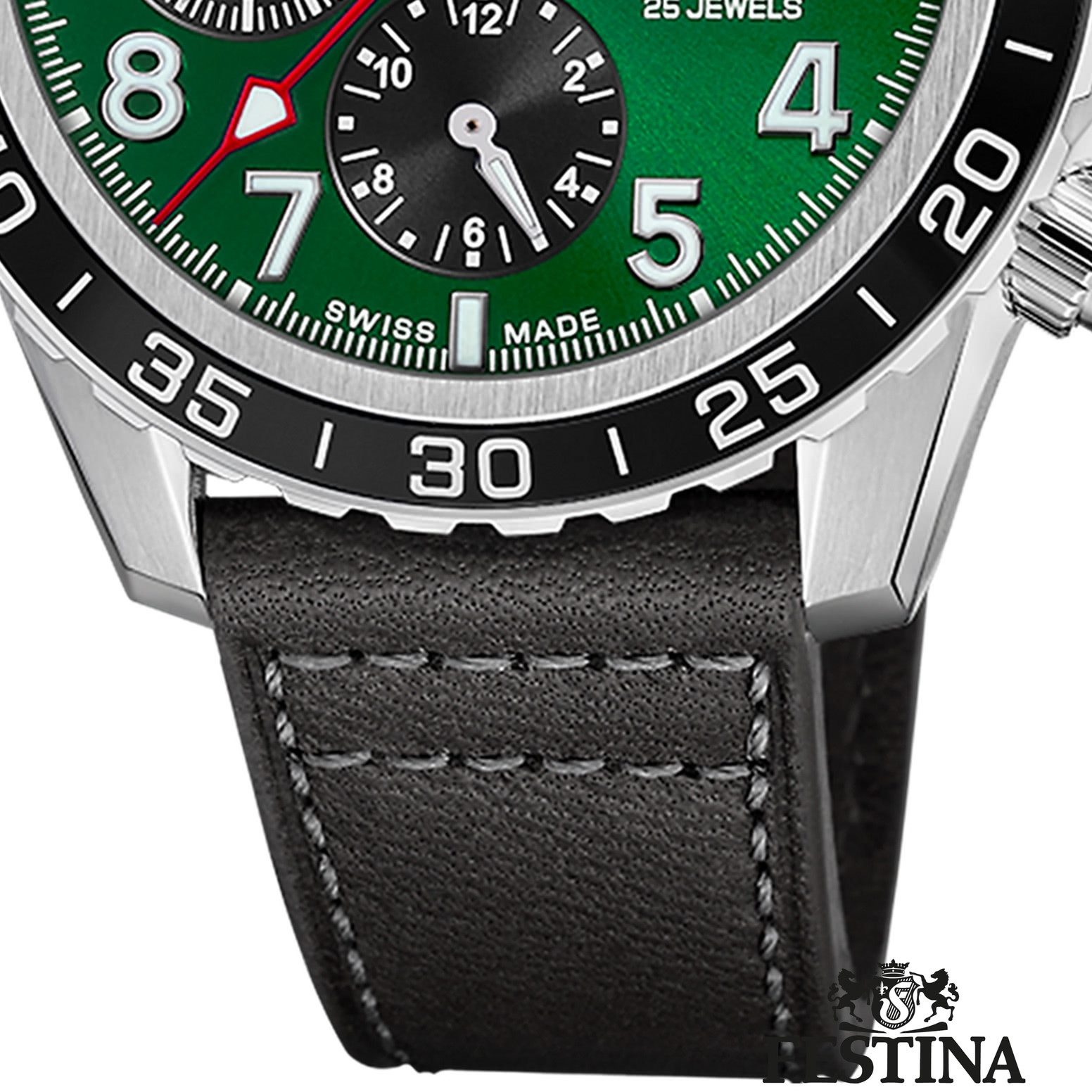 Festina Multifunktionsuhr Festina Herrenuhr Swiss Made Armbanduhr, (Multifunktionsuhr), Herren Armbanduhr rund, Lederarmband schwarz, Elegant