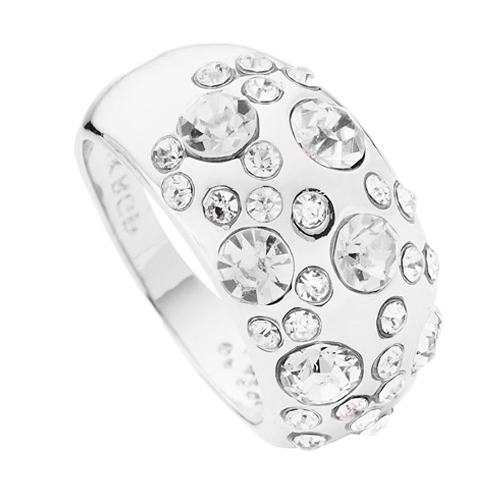 Taffstyle Fingerring Damen Ring Silbern mit vielen Kristallen Silber Clear Größe 55 (17.5) (Ring für Frauen zum Geburtstag Muttertag Valentinstag Weihnachten), Designer Schmuck Edelstahl Damen Band Damenring Bandring Geschenke
