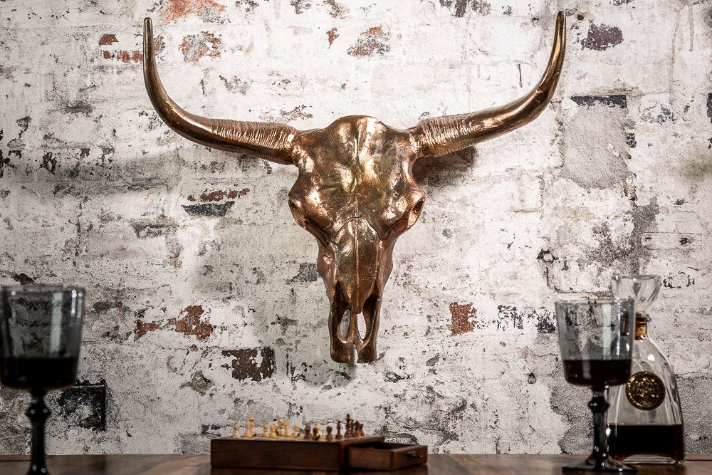 riess-ambiente Wanddekoobjekt MATADOR 70cm kupfer, Stierkopf · Skulptur · Metall · Wanddekoration