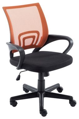 TPFLiving Bürostuhl Genf mit bequemer Rückenlehne - höhenverstellbar und 360° drehbar (Schreibtischstuhl, Drehstuhl, Chefsessel, Bürostuhl XXL), Gestell: Kunststoff schwarz - Sitzfläche: Microfaser orange