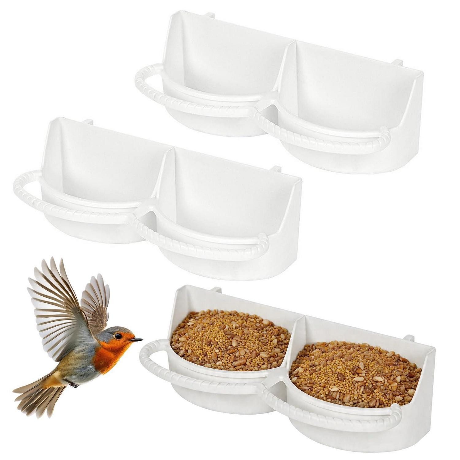 LuxusKollektion Futternapf 3er Set Vogel-Doppel-Futternapf Nass/Trocken Trennung