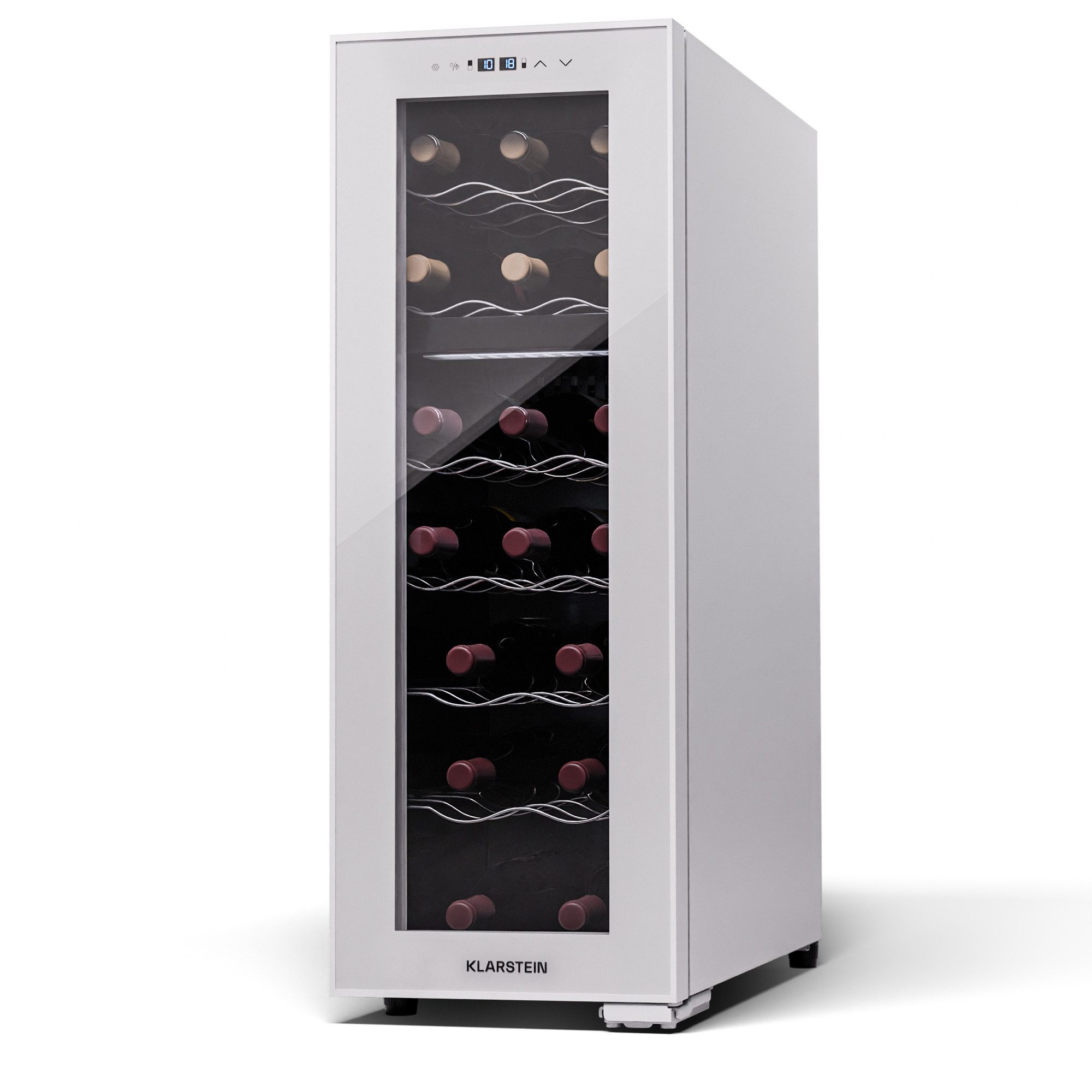Klarstein Weinkühlschrank Shiraz, für 18 Standardflaschen á 0,75l,Wein Flaschenkühlschrank Weintemperierschrank Weinschrank Kühlschrank