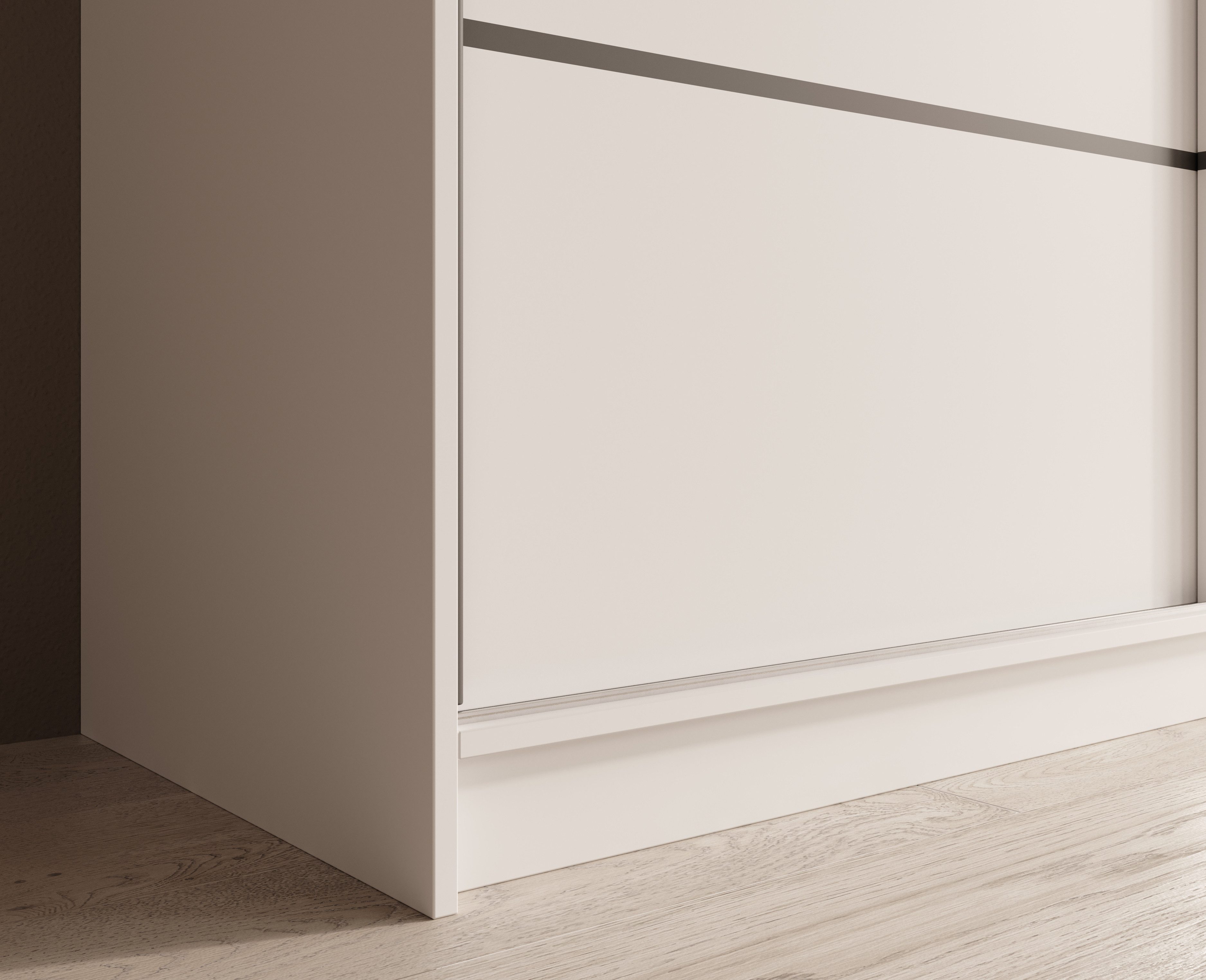 MOEBLO Schiebetürenschrank Tivora 250 (Moderner, platzsparender Kleiderschrank mit Spiegel für Schlafzimmer und Ankleidezimmer, 3 Schiebetüren, 11 Einlegeböden, – Bild 4 von 5