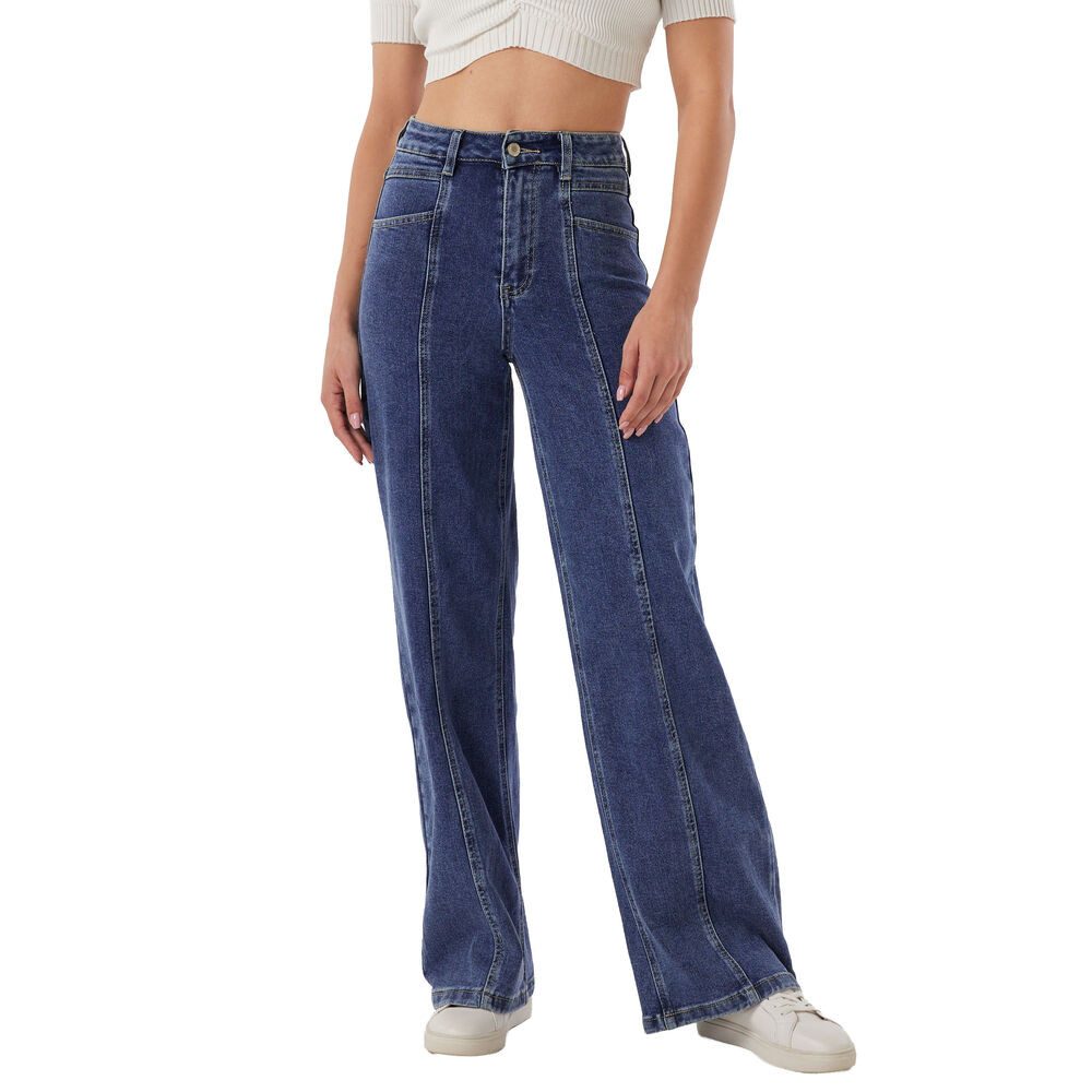 Ital-Design Dad-Jeans Damen Freizeit (91279946) Used-Look Stretch High Waist Jeans in Blau