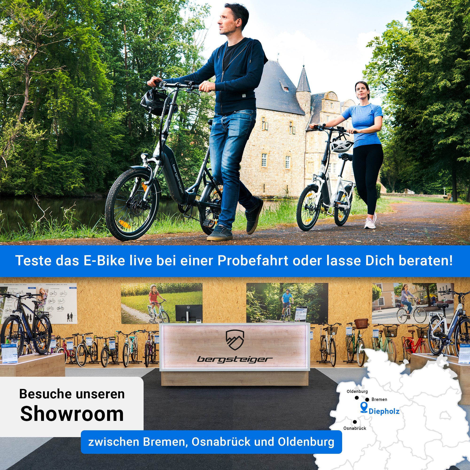 bergsteiger E-Bike London 20 Zoll E-Bike Klapprad mit 250 Watt Motor, Damen, Herren, 7 Gang, Heckmotor, Scheibenbremsen