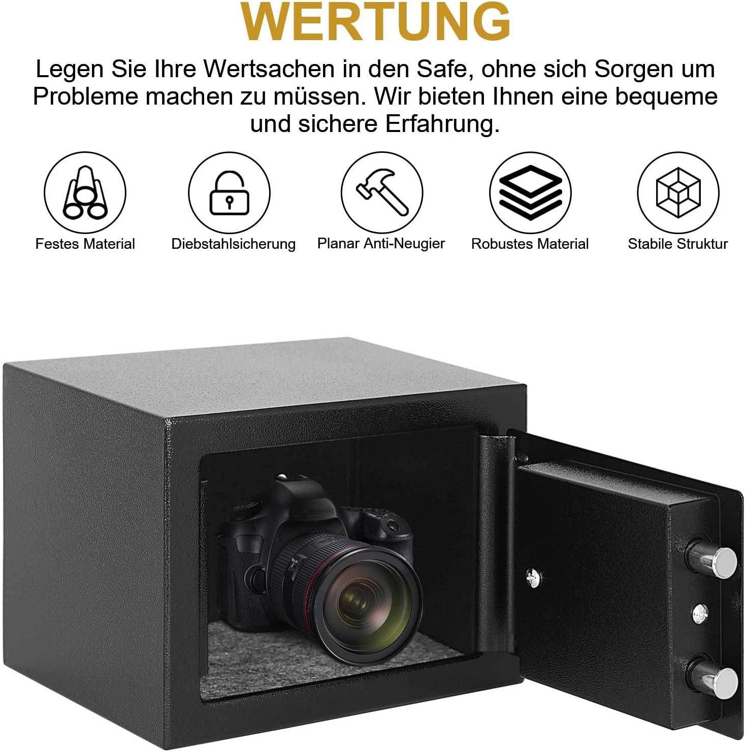 Youyijia Schlüsseltresor Tresor Safe Möbeltresor 6.4L Tresor für Zuhause 23x17x17cm Safe Tresor