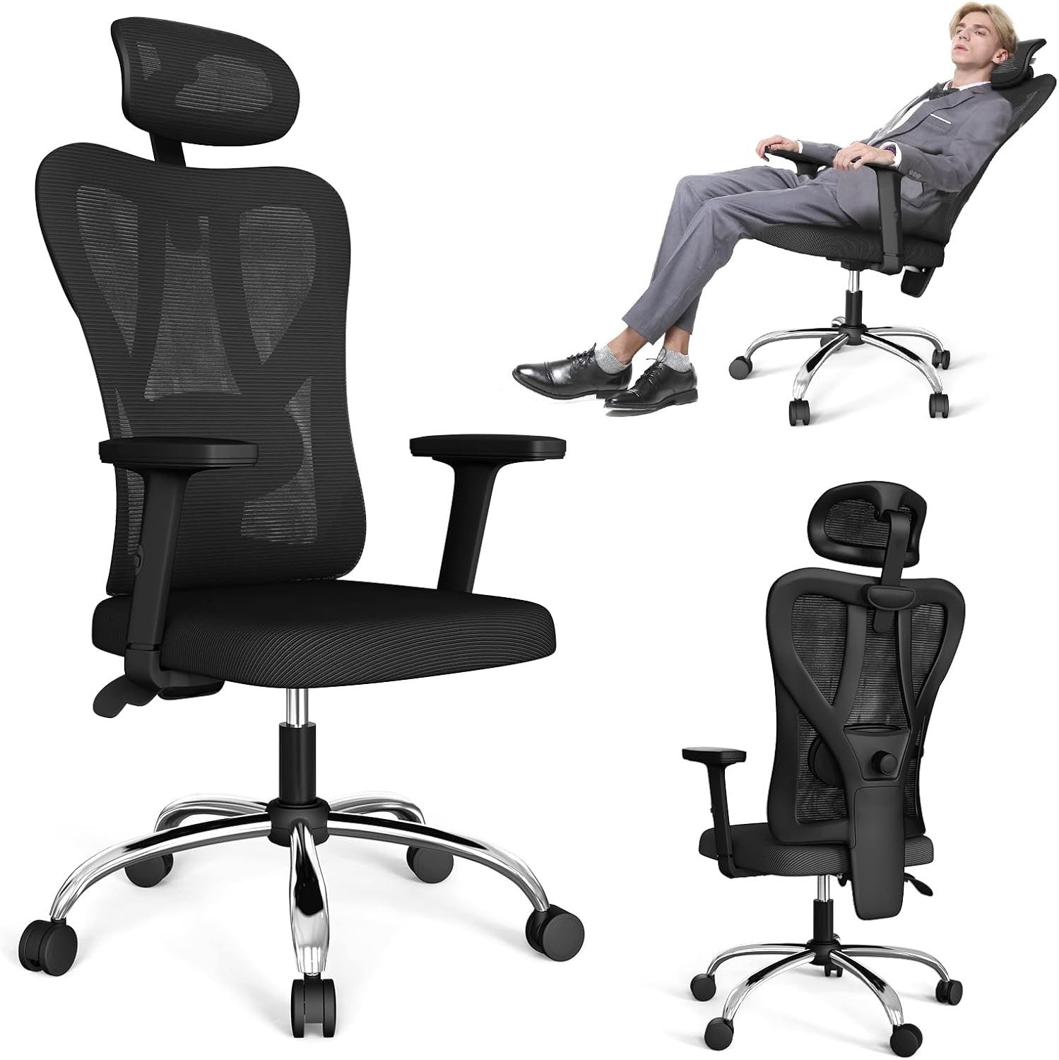 Bürostuhl Ergonomischer Schreibtischstuhl, Chefsessel Atmungsaktiver Netzbezug