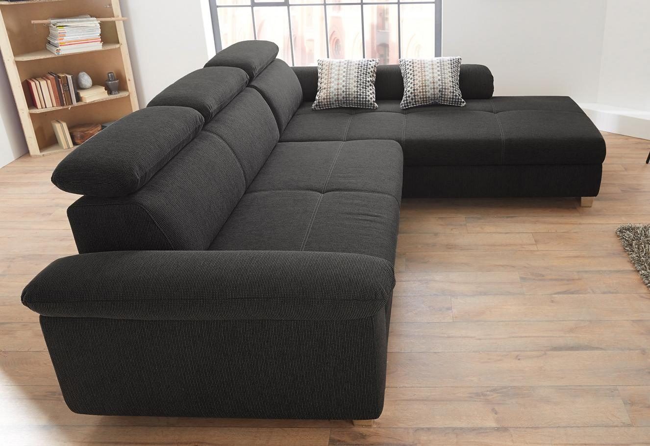 Jockenhöfer Gruppe Ecksofa Landshut L-Form, B: 295 cm, mit Schlaffunktion, Kopfteilverstellung & 2 Zierkissen