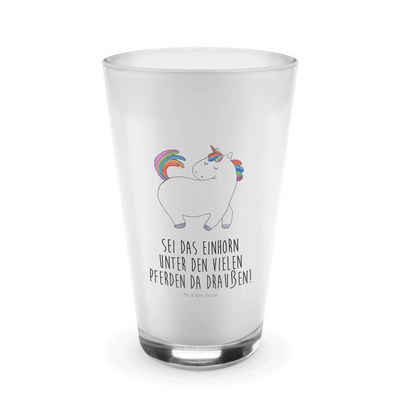 Mr. & Mrs. Panda Glas »Einhorn stolzierend - Transparent - Geschenk, Glas, Cappuccino Glas,«, Premium Glas