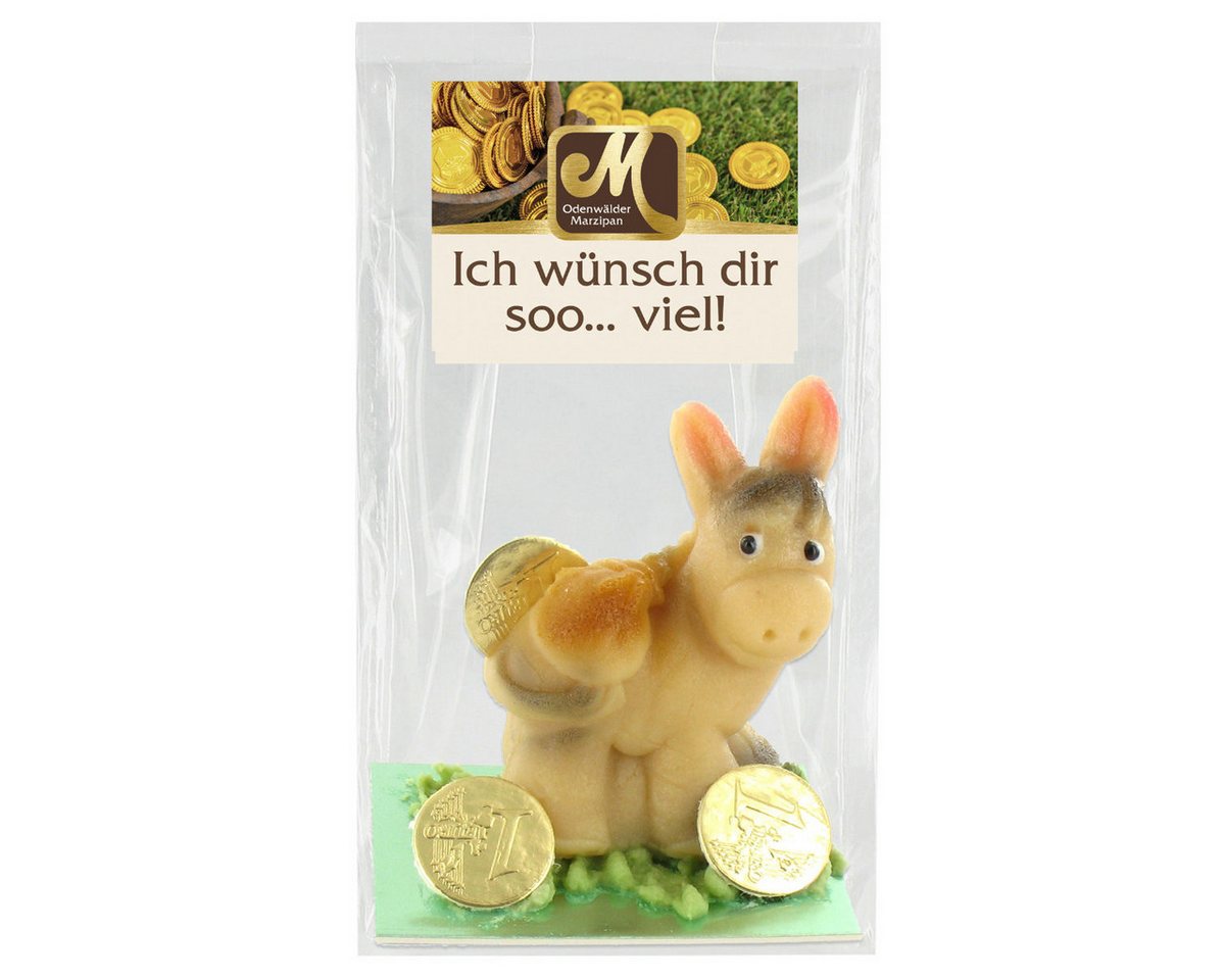 Odenwälder Marzipankonditorei Süßigkeit, Odenwälder Marzipan Esel Ich wünsche dir so viel in Geschenkfolie 60g