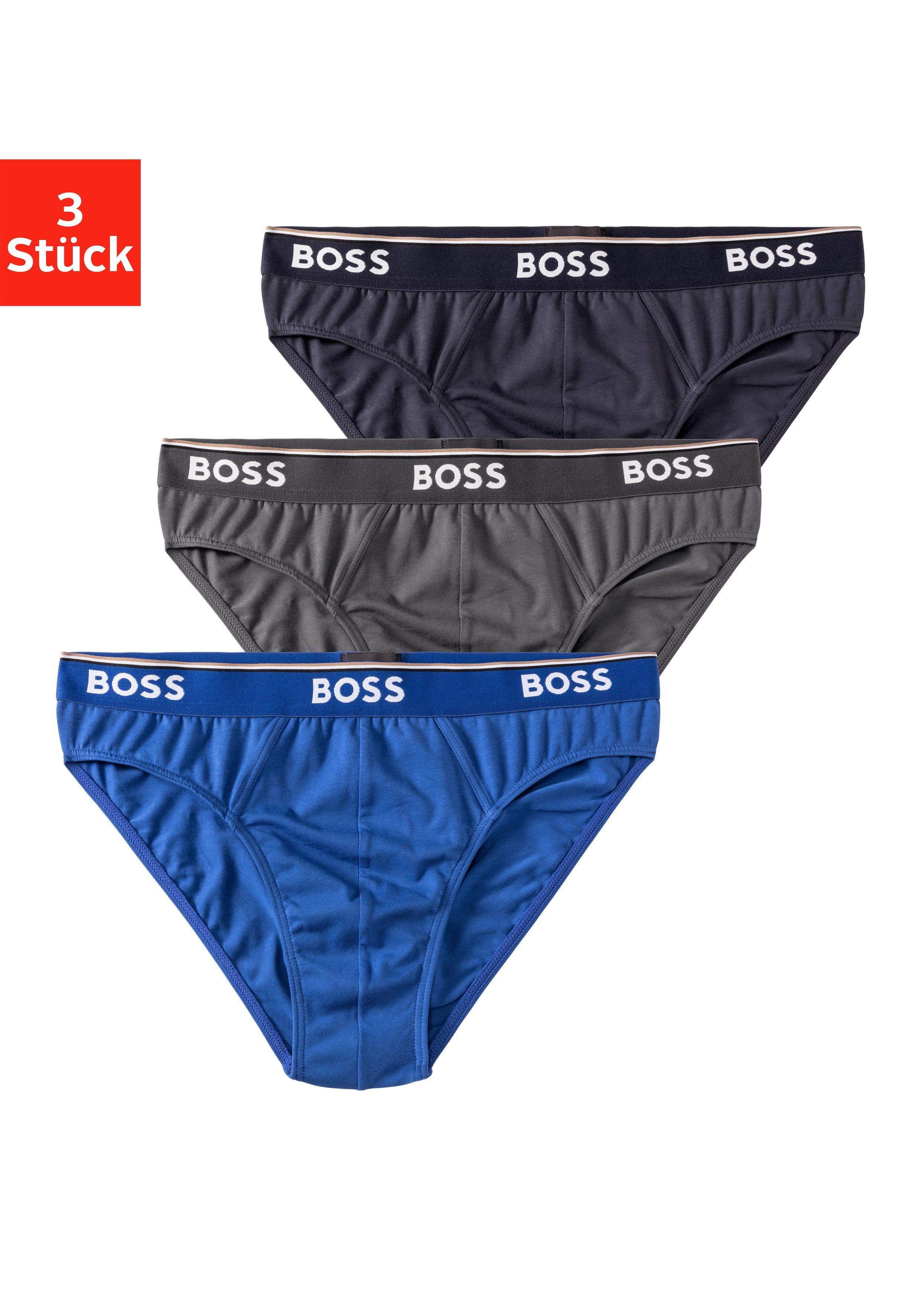 BOSS Slip (Packung, 3er-Pack) mit Logo Webbund blau, navy, anthrazit | Klassische Slips