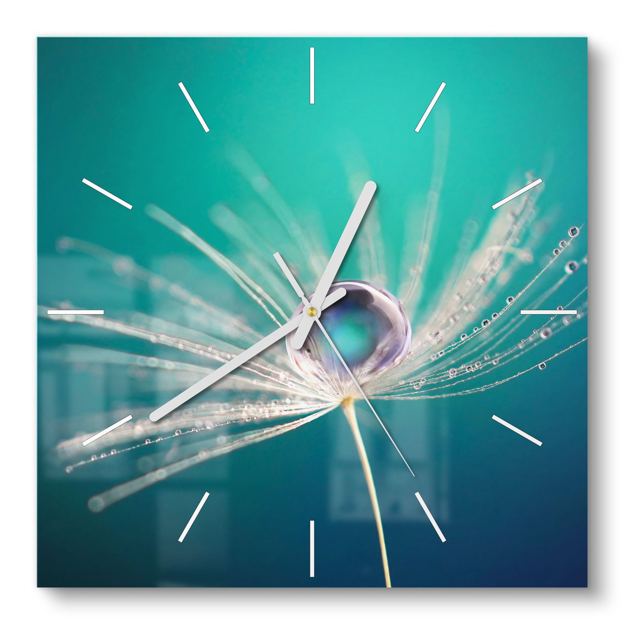 DEQORI Wanduhr 'Inszenierte Wasserperle' (Glas Glasuhr modern Wand Uhr Design Küchenuhr)