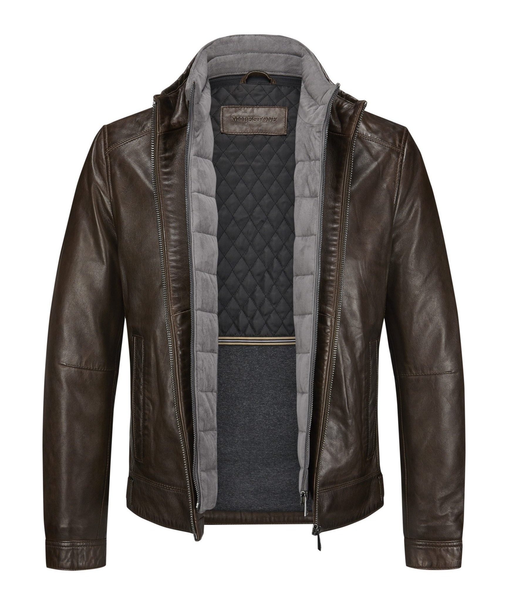 MILESTONE Lederjacke MSBarney aus Lammleder mit abnehmbarem Windschutz