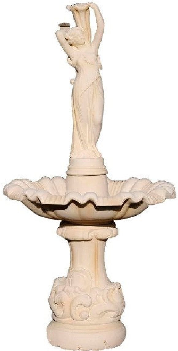 Xlmoebel Gartenbrunnen Rustikaler Steinbrunnen mit Fontäne für entspannende Gartenatmosphäre, (Artikel NAPOLI NOEMI), Hergestellt in Europa