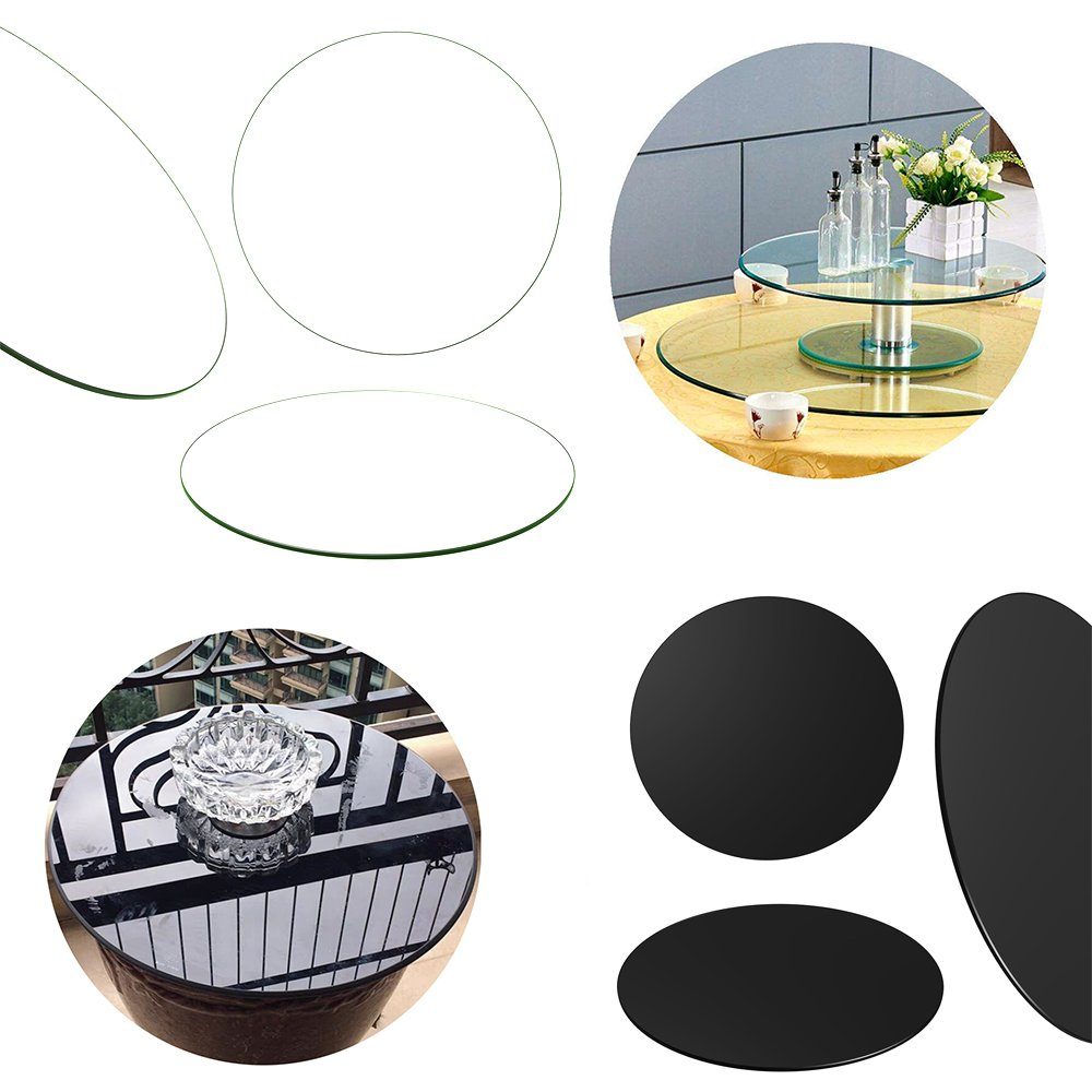 Mucola Glastisch Kaminglas Tischplatte Bodenplatte Schwarz Sicherheitsglas Rund ESG Funkenschutz (Stück), Sicherheitsglas