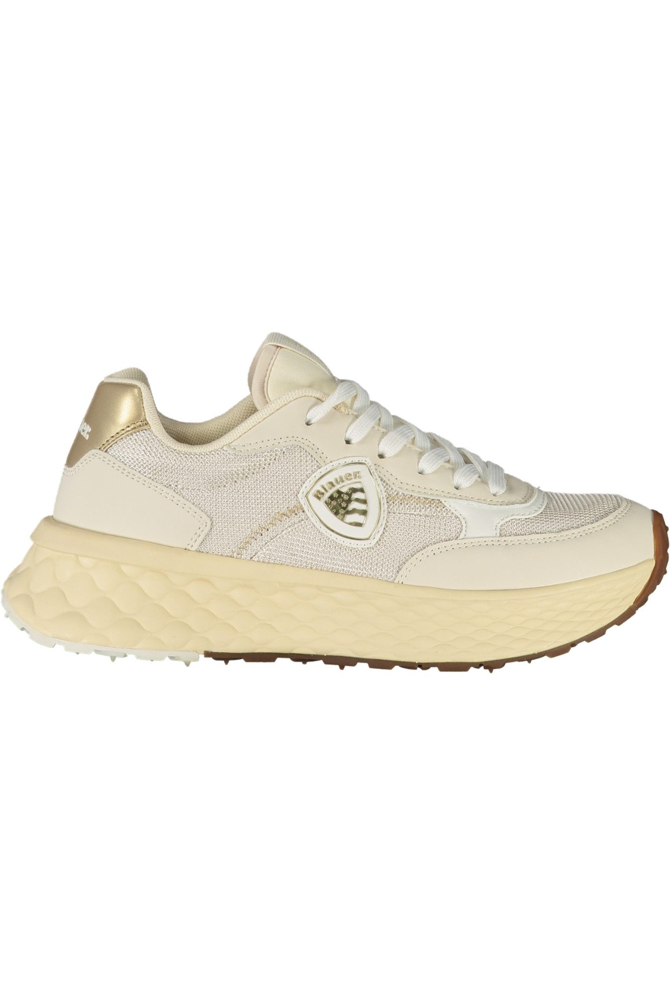 Blauer Sneaker Elegante beige Sportschuhe mit goldenen Details und