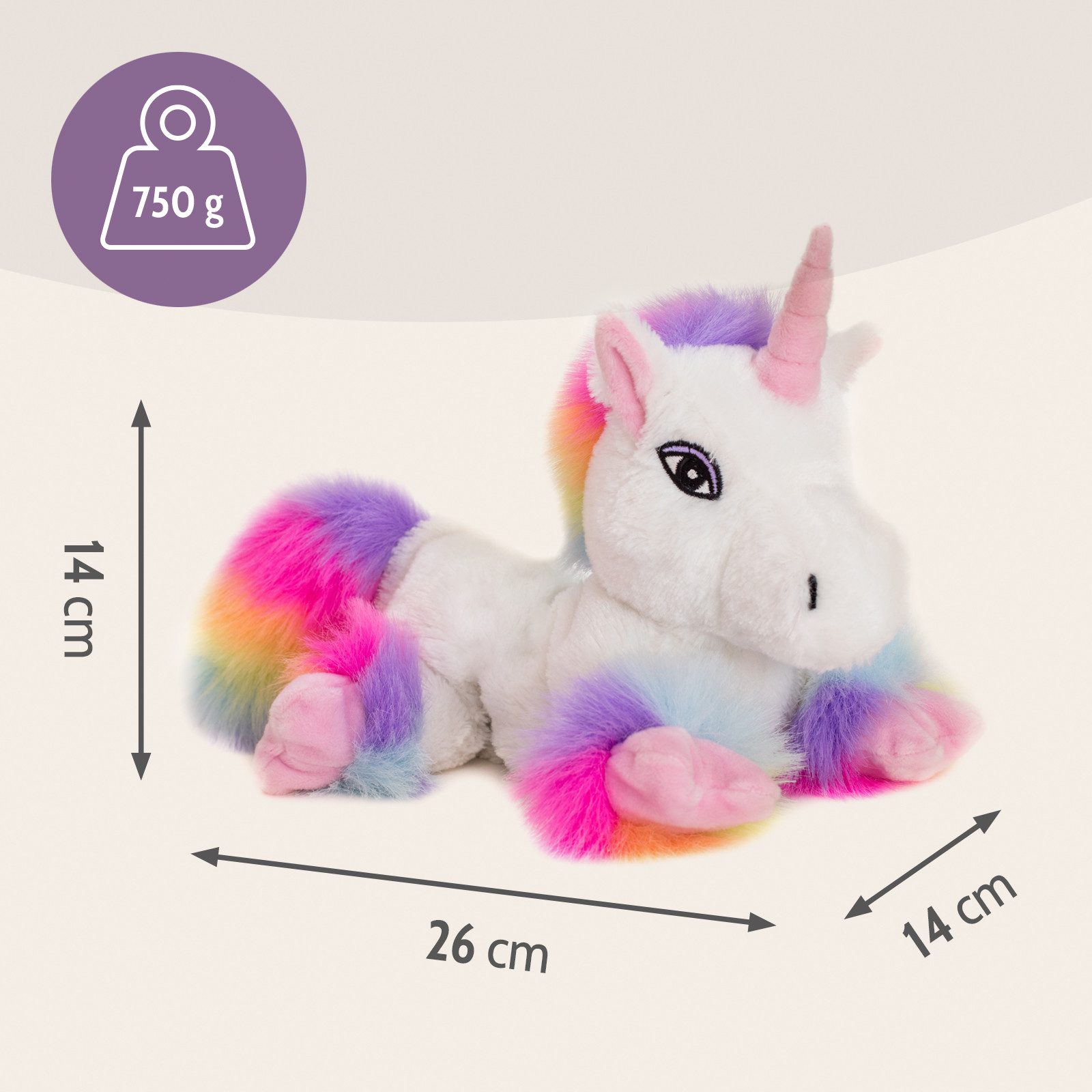 Habibi Plush Wärmekissen Habibi Plush Wärmetier Stofftier 1943 Einhorn Rainbow