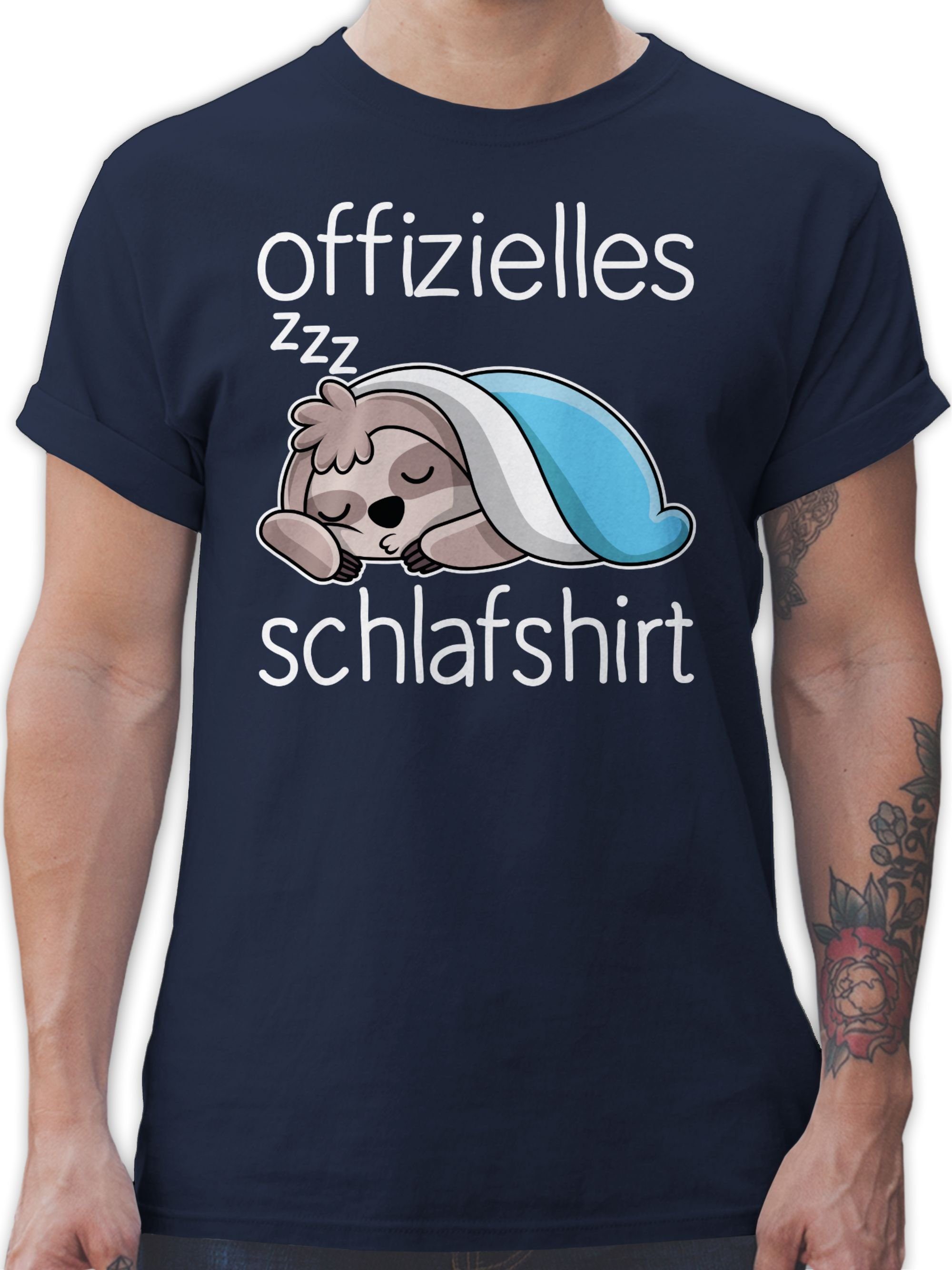 T-Shirt Offizielles Schlafshirt mit Faultier - weiß