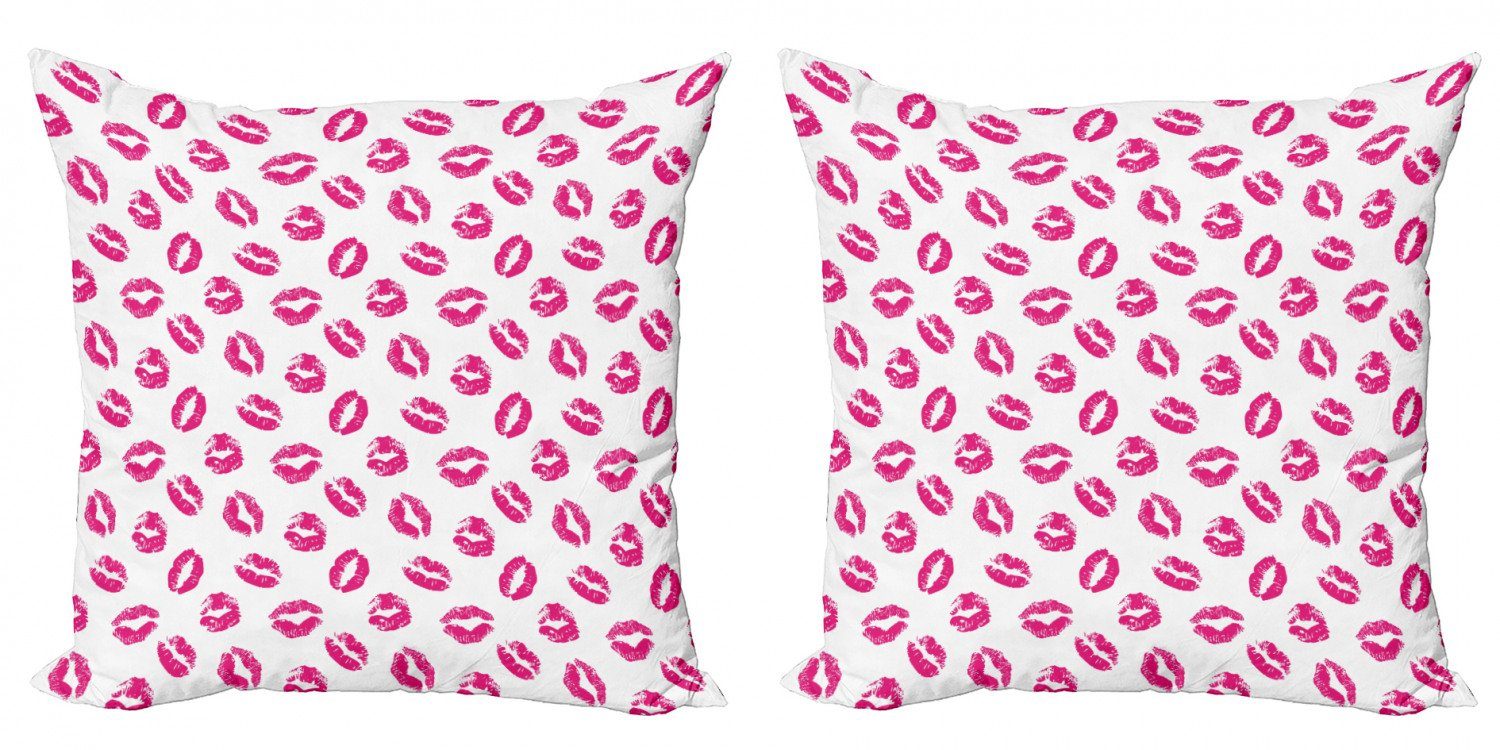 Kissenbezüge Modern Accent Doppelseitiger Digitaldruck, Abakuhaus (2 Stück), Kuss Vibrierende farbige Lippenstift