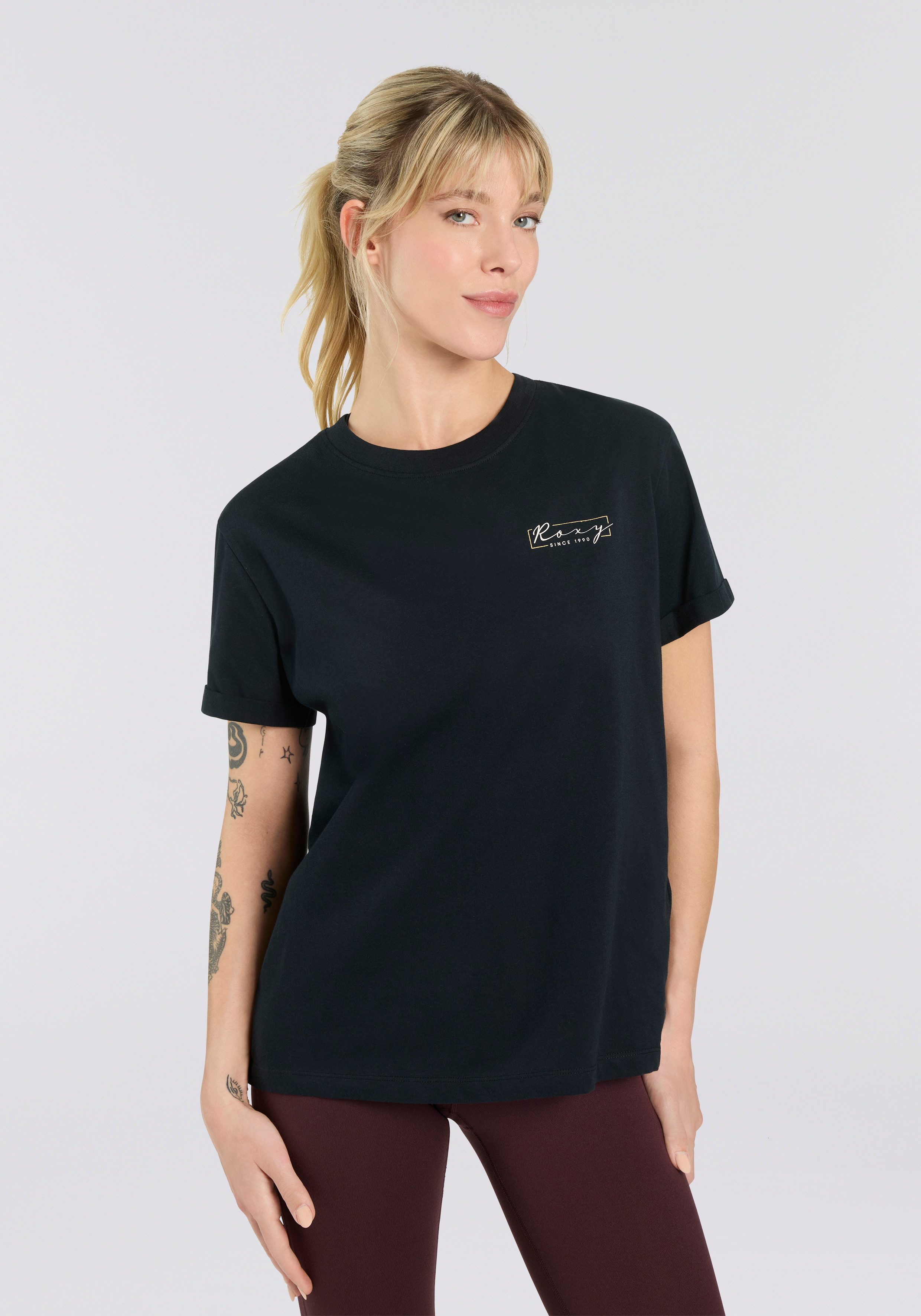 Roxy T-Shirt SPARKLE EVENING SCRIPT COOL (Packung, 2-tlg) für Erwachsene, sportlicher Stil, Kurzarmdesign
