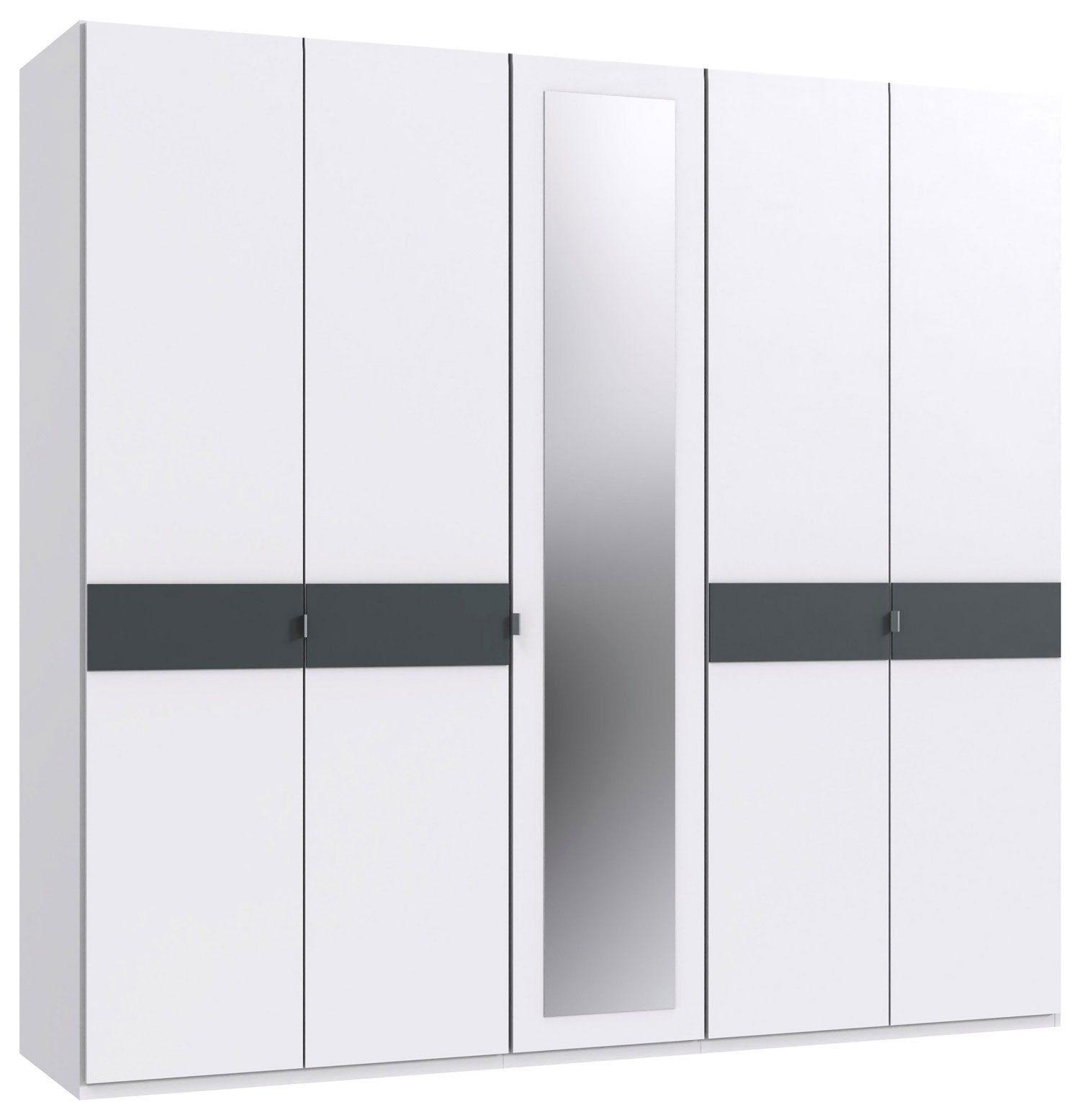 Wimex Kleiderschrank Budapest (Diver, 1-St., Kleiderschrank) 225x58x208cm 5-türig weiß/graphit mit Schubladen