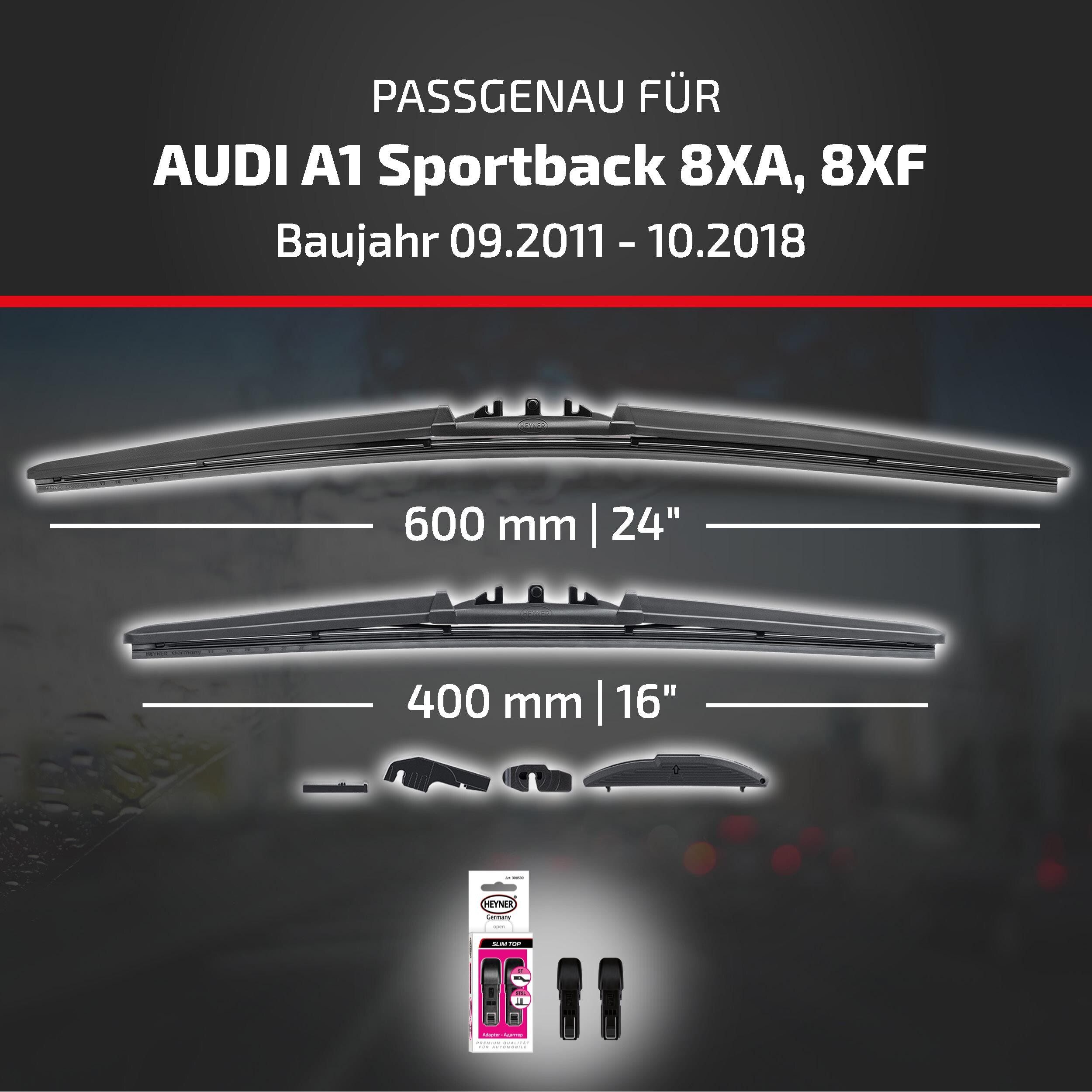 HEYNER Scheibenwischblätter passend für AUDI A1 Sportback, 09.2011 - 10.2018, Frontscheibe, (Packung, Scheibenwischer), mit Nano Graphit Beschichtung – Bild 2 von 5