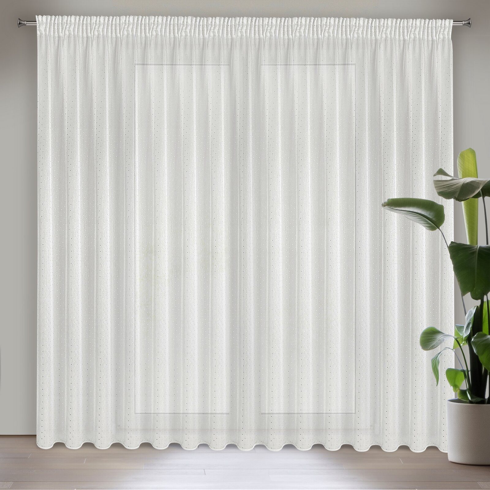 Eurofirany Gardine 400x250 cm Durchsichtig Weiß Reinweiß Transparent, Kräus günstig online kaufen