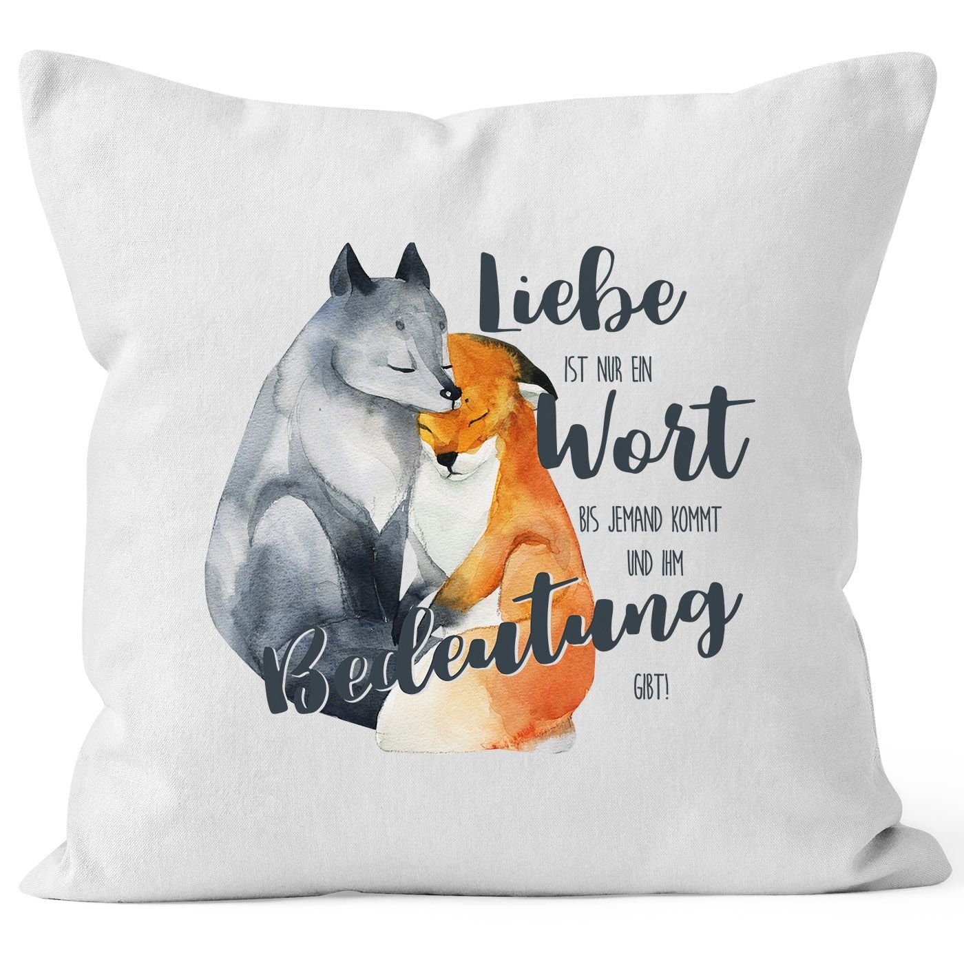 MoonWorks Dekokissen Подушки-Bezug Liebe ist nur ein Wort Fuchs Liebe Spruch Liebessprüche Geschenk für Verliebte Подушки-Hülle Deko-Kissen Baumwolle MoonWorks®