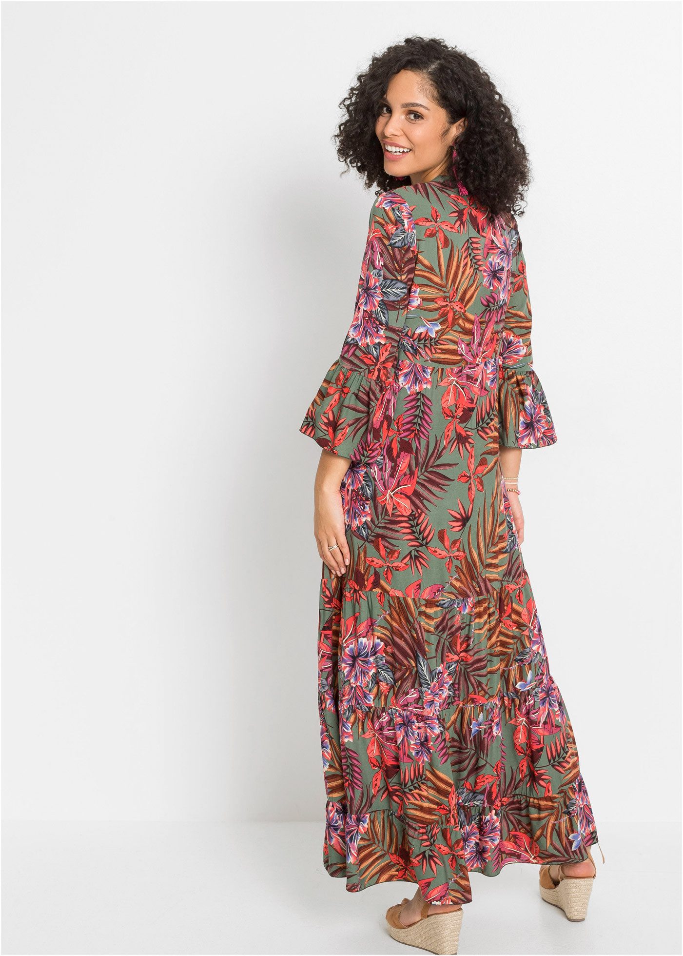 bonprix Maxikleid für Frühling und Sommer, aus Viskose, A-Linien-Passform günstig online kaufen