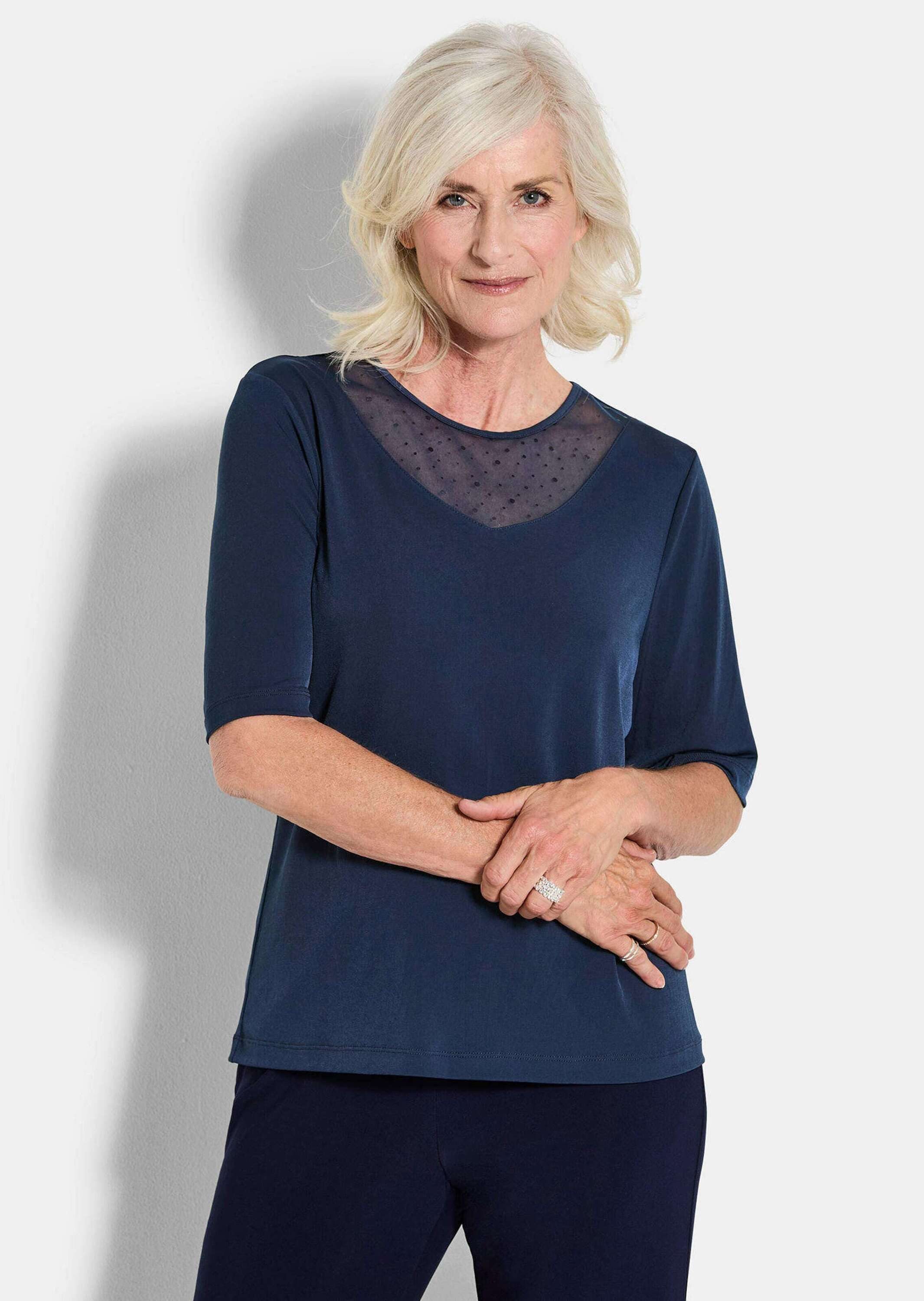 T-Shirt Kurzgröße: Elegantes Halbarmoberteil mit Mesh
