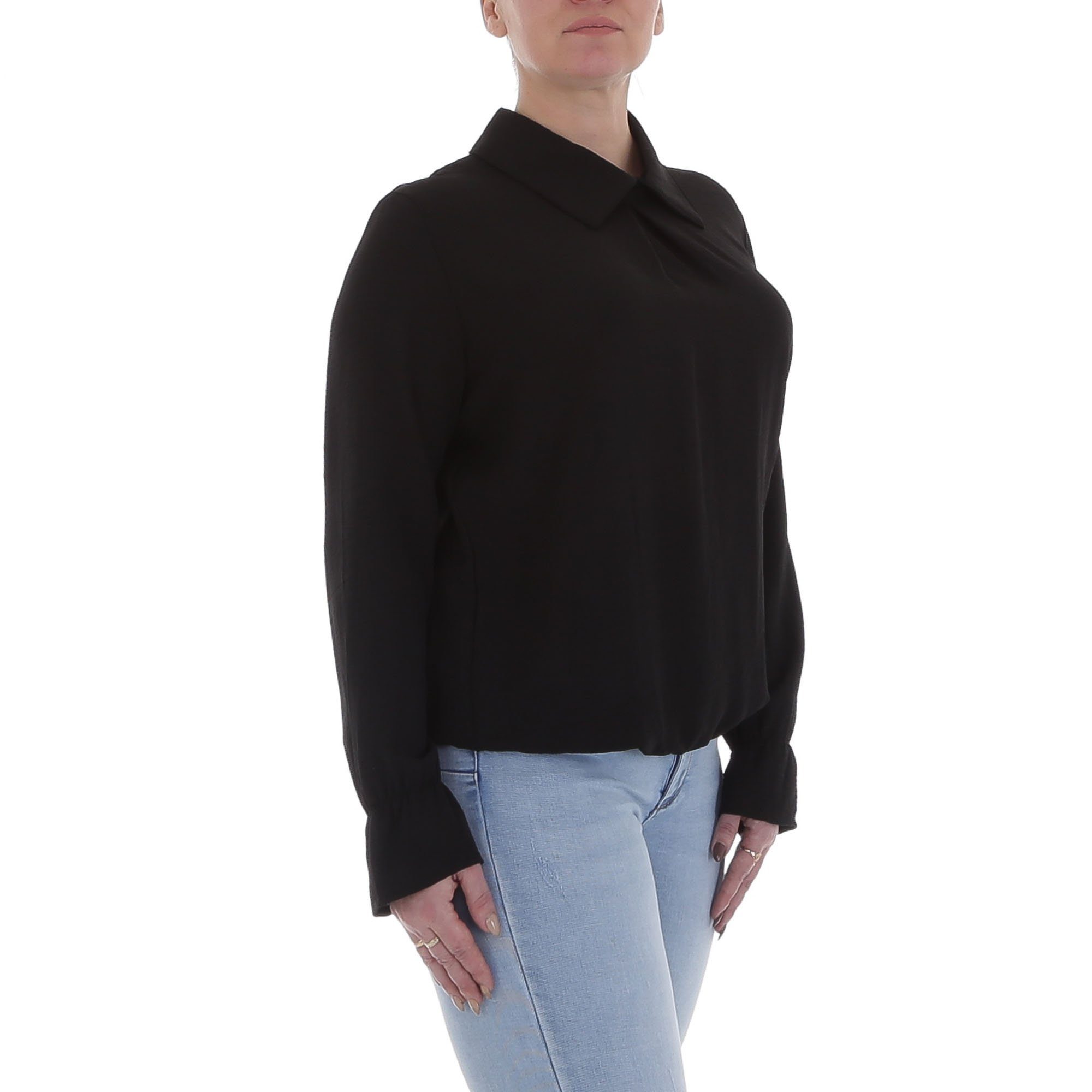Ital-Design Langarmbluse Damen Elegant (85915897) Bluse in Schwarz