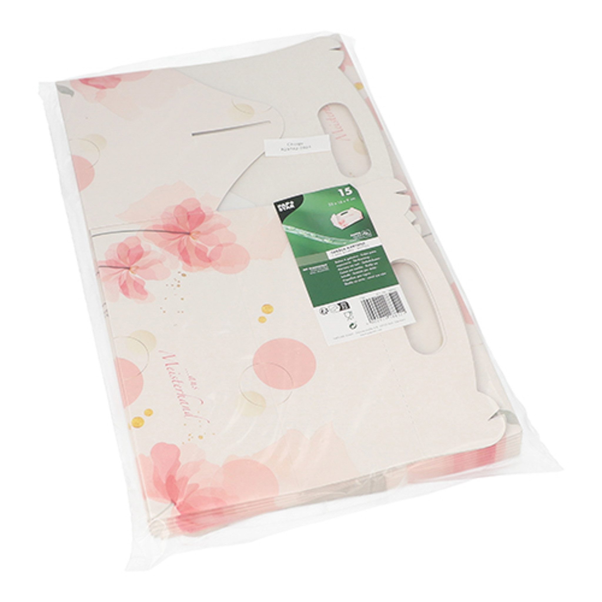 PAPSTAR Kuchentransportbox, Papier, Tortenschachtel mit Griff 23x16x9cm mit Motiv 15er Set Weiß / Rose