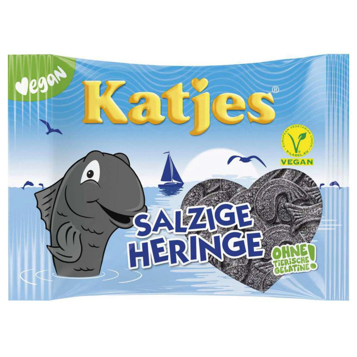KATJES Süßigkeit, Katjes Salzige Heringe gezuckerte mit Salmiaksalz Vegan 175g