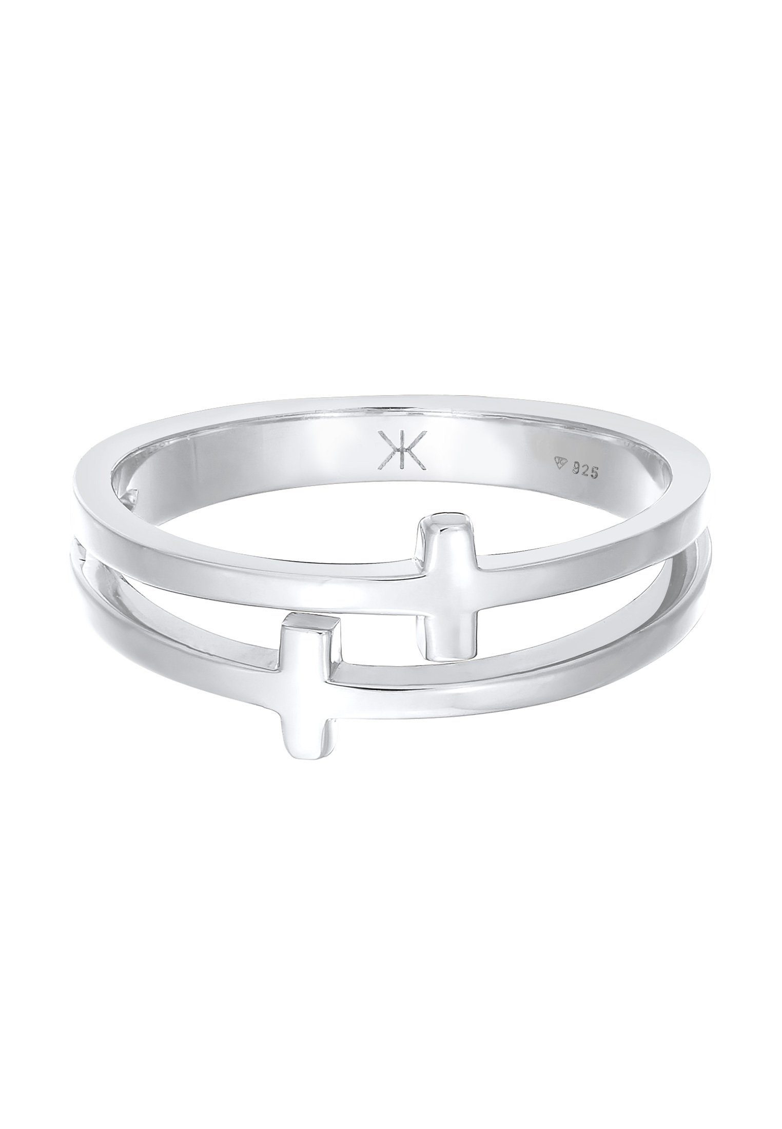 Kuzzoi Silberring Herren Kreuz 925 Silber Double